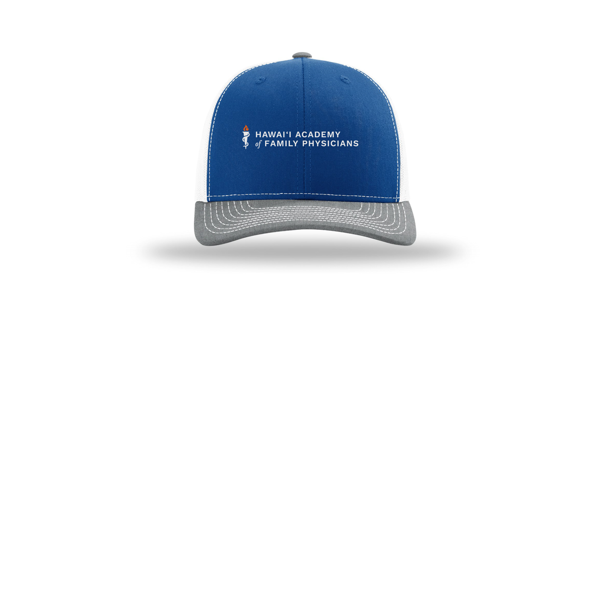hafp-richardson-trucker-cap-embroidery-capfront-R112-royalwhiteheathergrey-flat-front