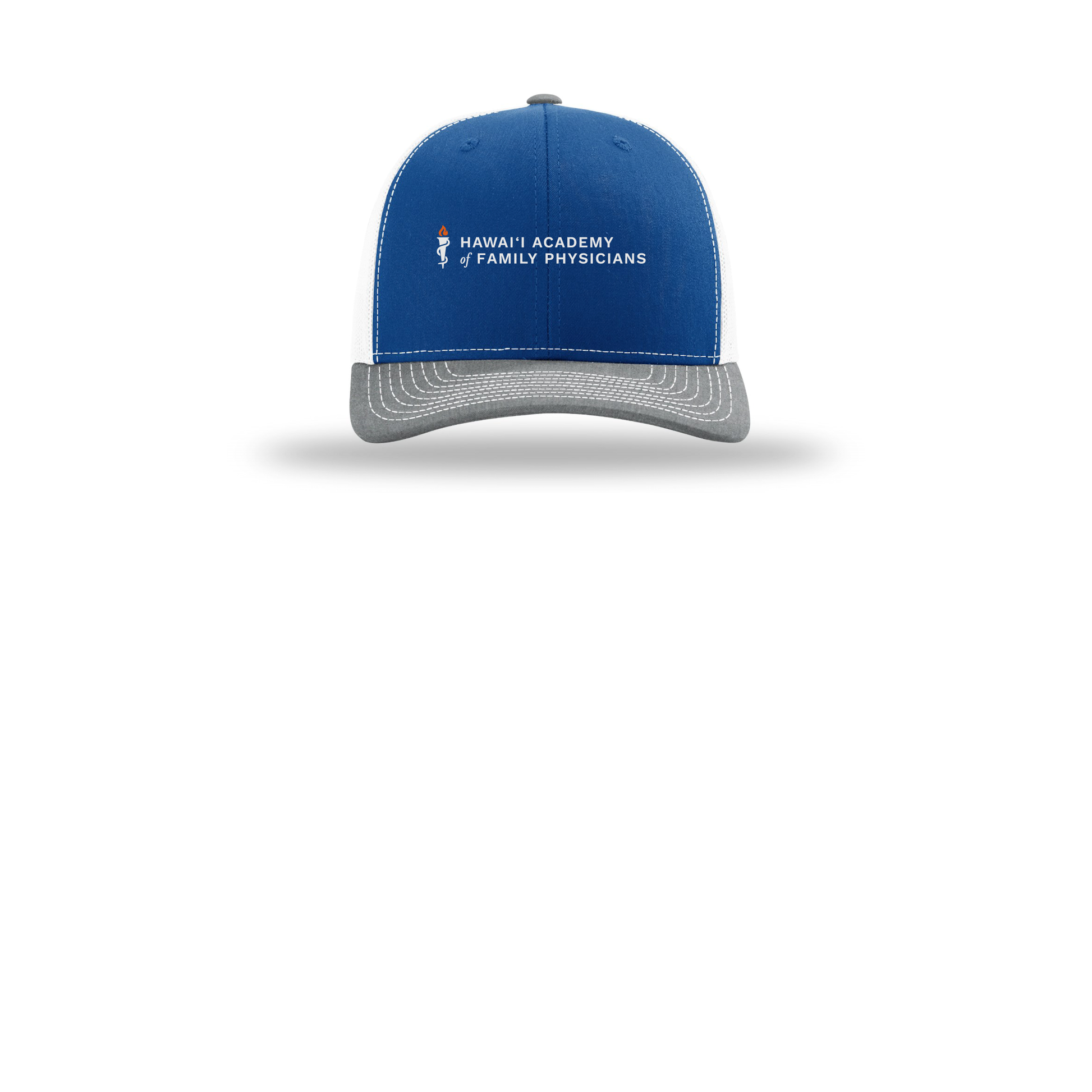 hafp-richardson-trucker-cap-embroidery-capfront-R112-royalwhiteheathergrey-flat-front