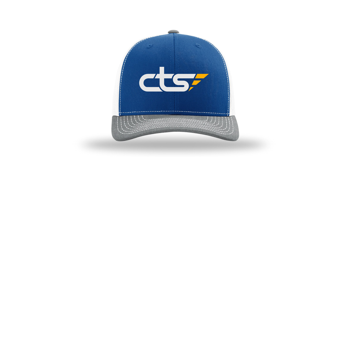 cts1-richardson-trucker-cap-embroidery-capfront-R112-royalwhiteheathergrey-flat-front