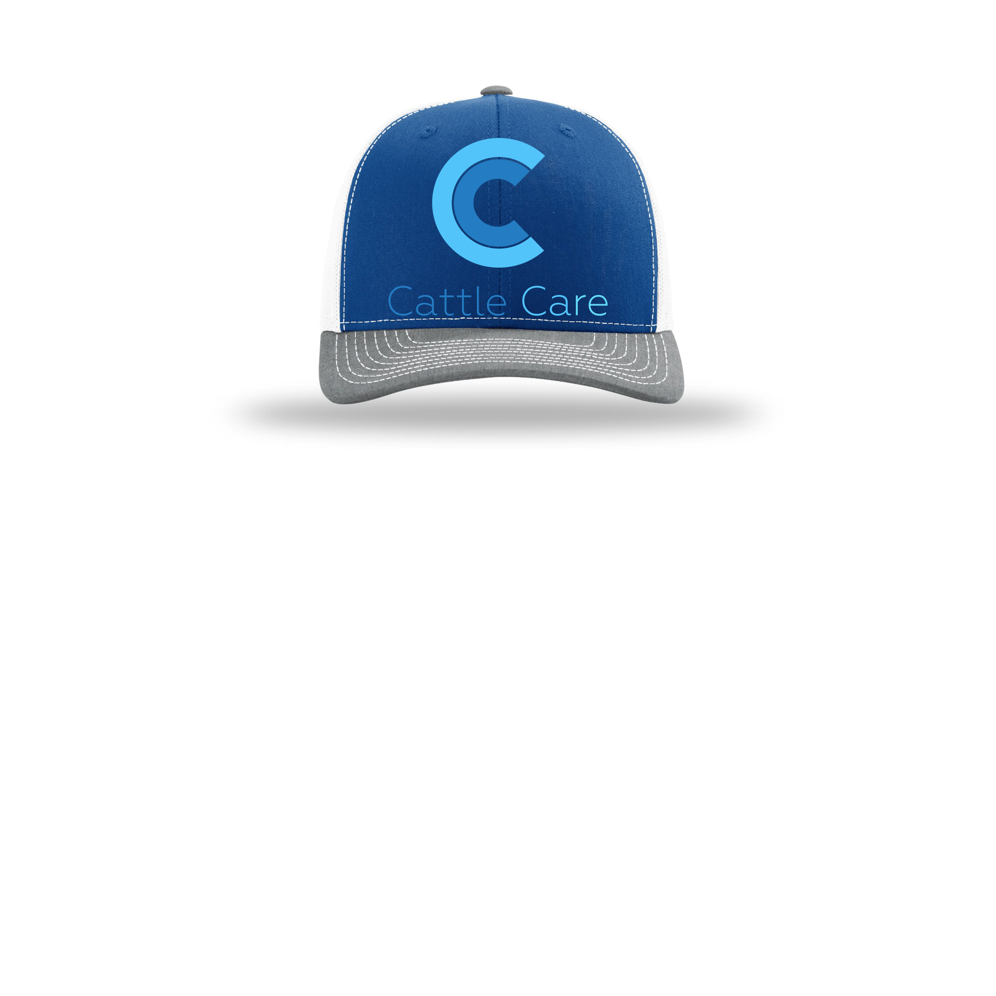 cattle-care-richardson-trucker-cap-embroidery-capfront-R112-royalwhiteheathergrey-flat-front