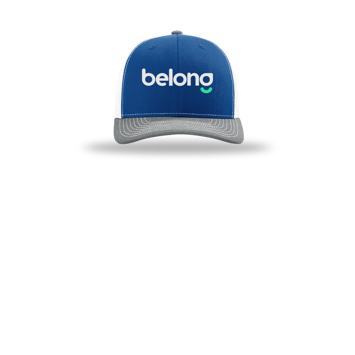belonghome-richardson-trucker-cap-embroidery-capfront-R112-royalwhiteheathergrey-flat-front