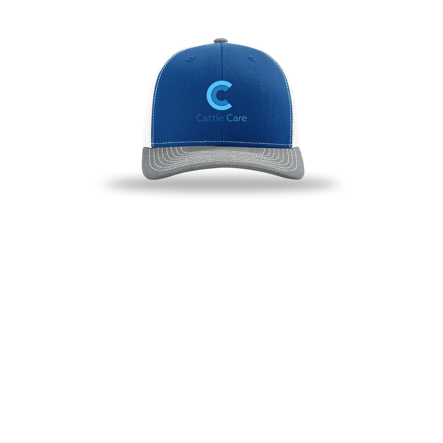cattle-care-richardson-trucker-cap-embroidery-capfront-R112-royalwhiteheathergrey-flat-front