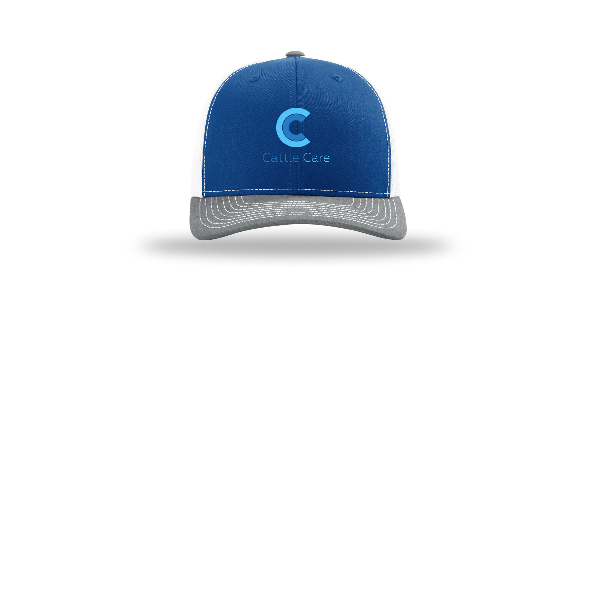 cattle-care-richardson-trucker-cap-embroidery-capfront-R112-royalwhiteheathergrey-flat-front