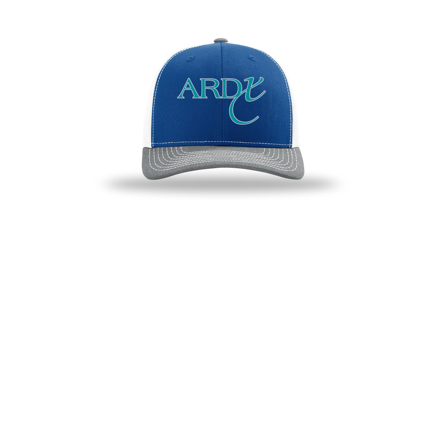 ardx-richardson-trucker-cap-embroidery-capfront-R112-royalwhiteheathergrey-flat-front