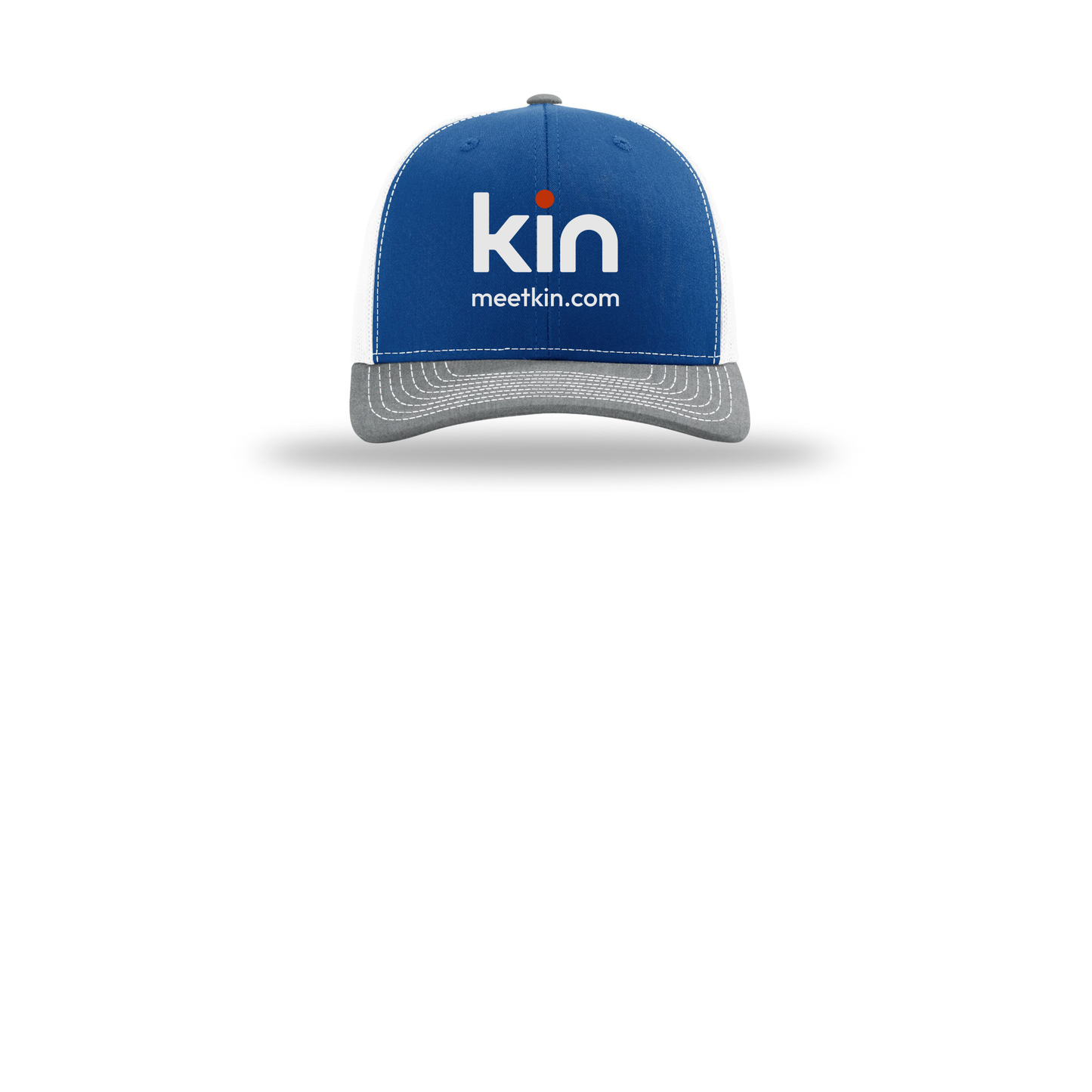 kin-richardson-trucker-cap-embroidery-capfront-R112-royalwhiteheathergrey-flat-front