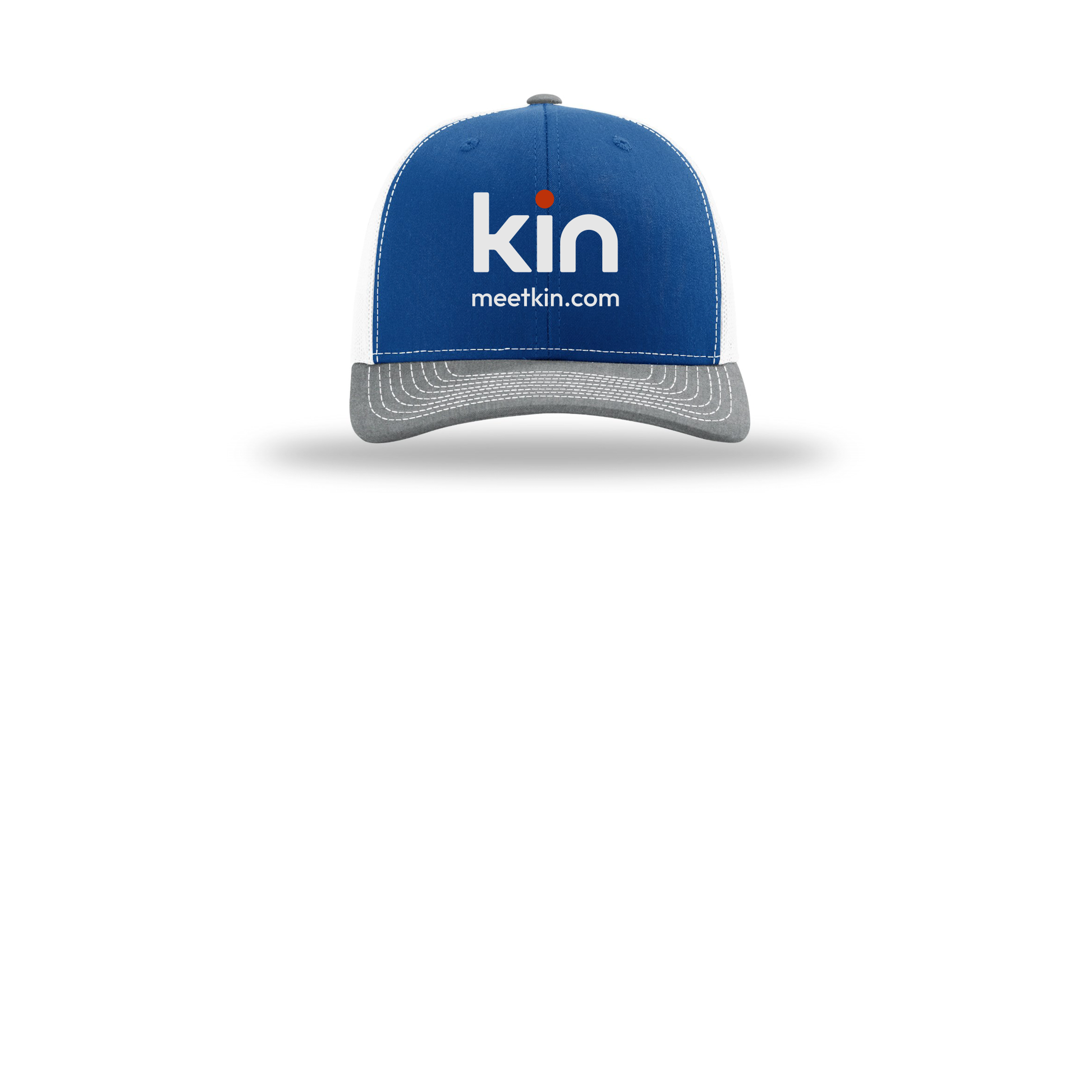 kin-richardson-trucker-cap-embroidery-capfront-R112-royalwhiteheathergrey-flat-front