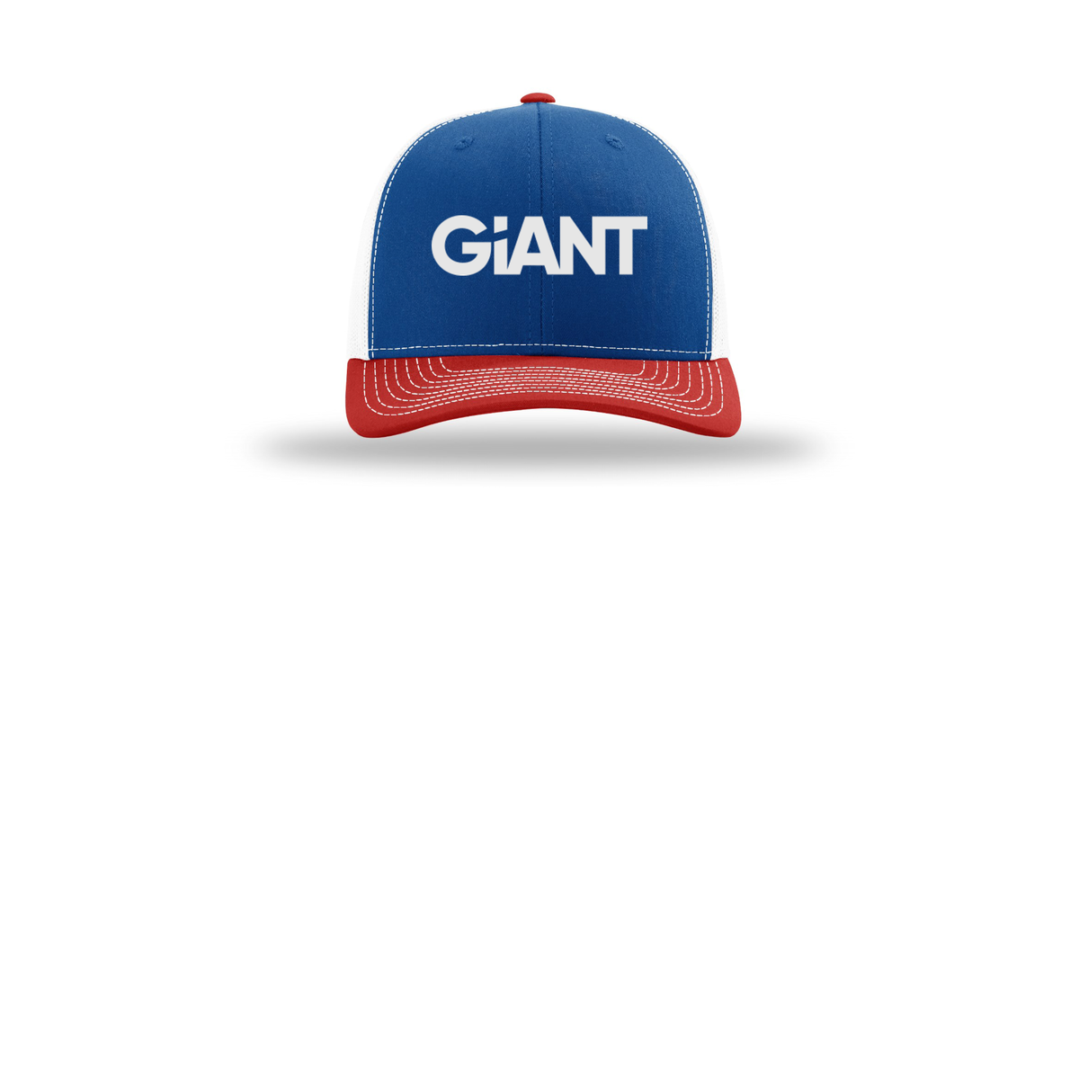 giantworldwide-richardson-trucker-cap-embroidery-capfront-R112-royalwhitered-flat-front