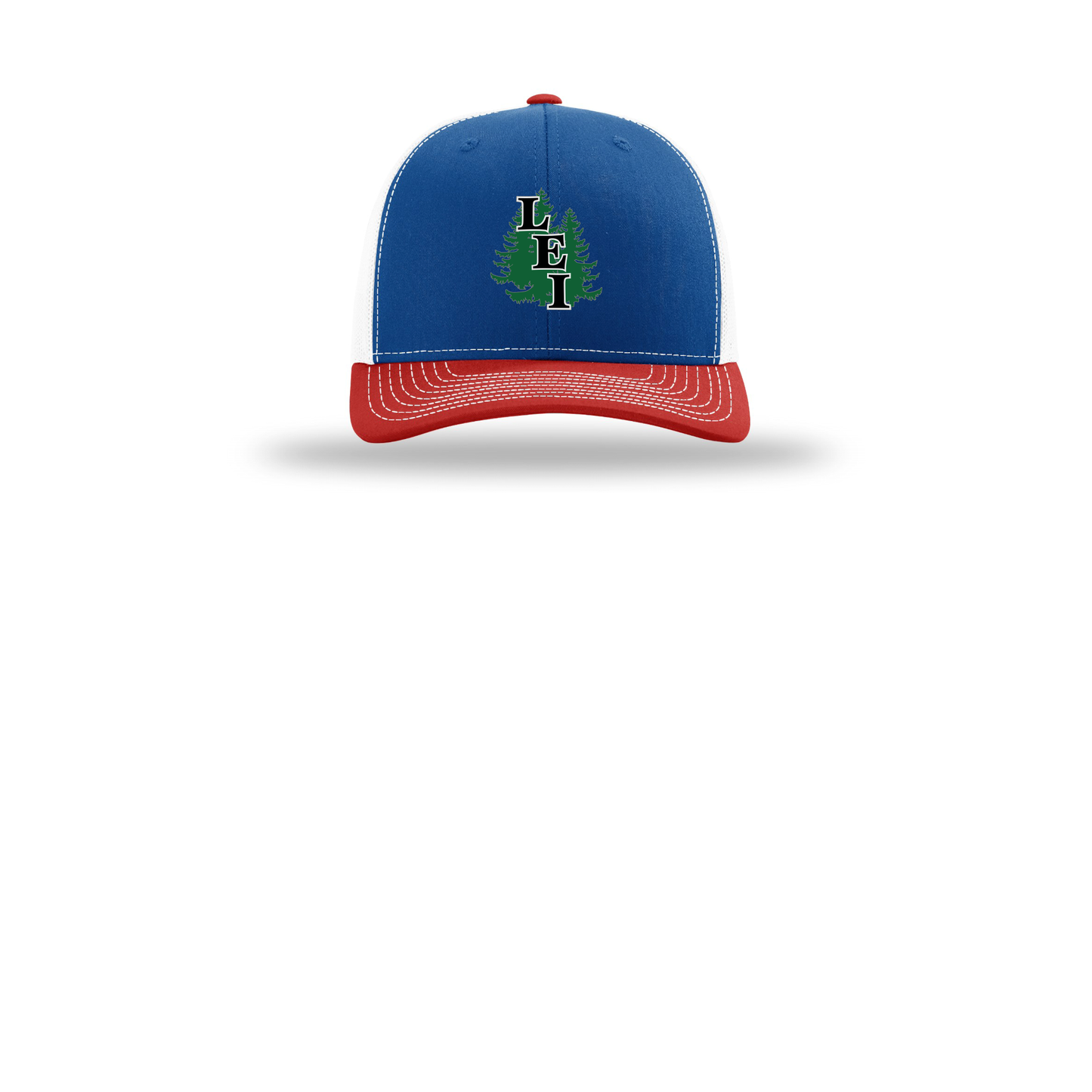leisite-richardson-trucker-cap-embroidery-capfront-R112-royalwhitered-flat-front