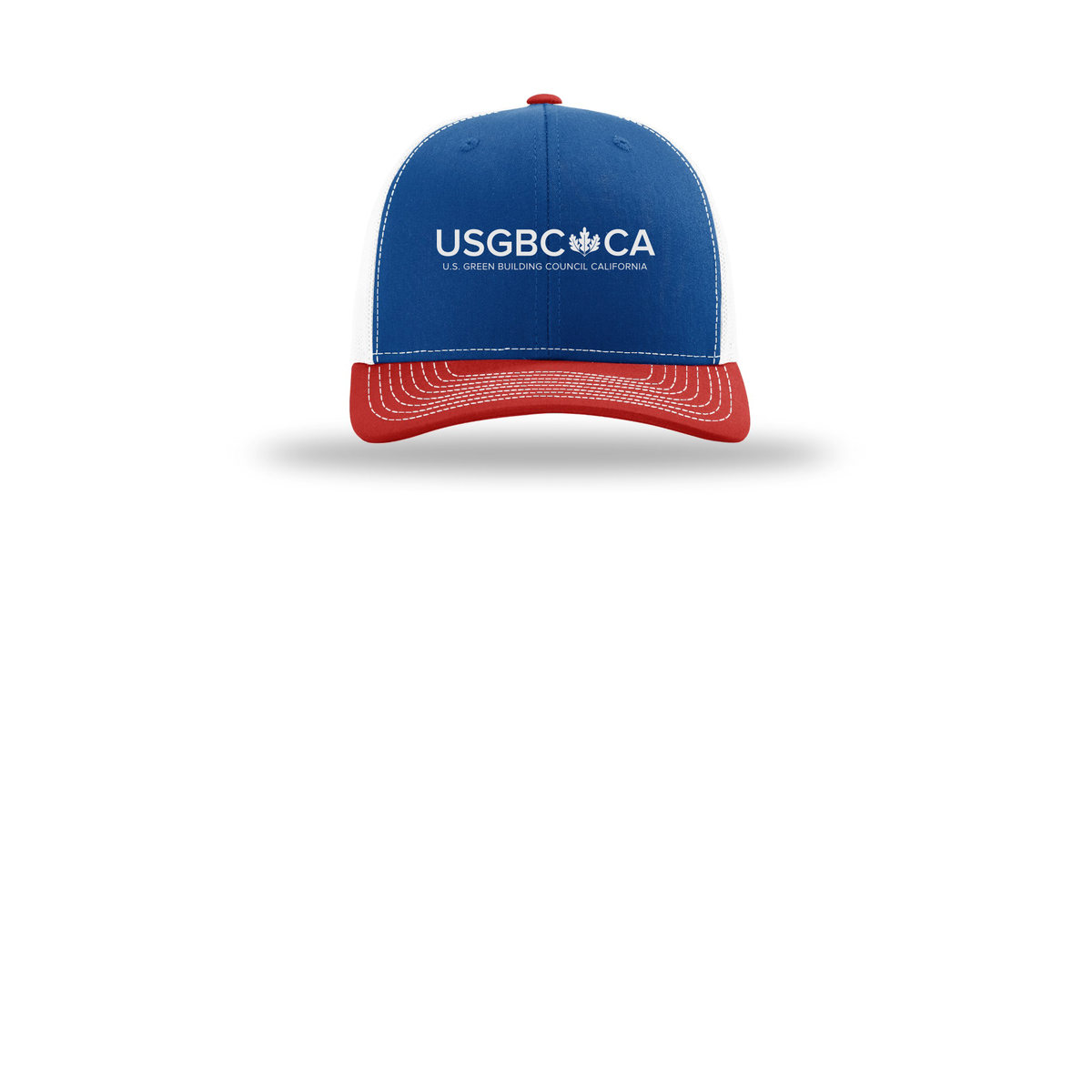 usgbc-ca-richardson-trucker-cap-embroidery-capfront-R112-royalwhitered-flat-front