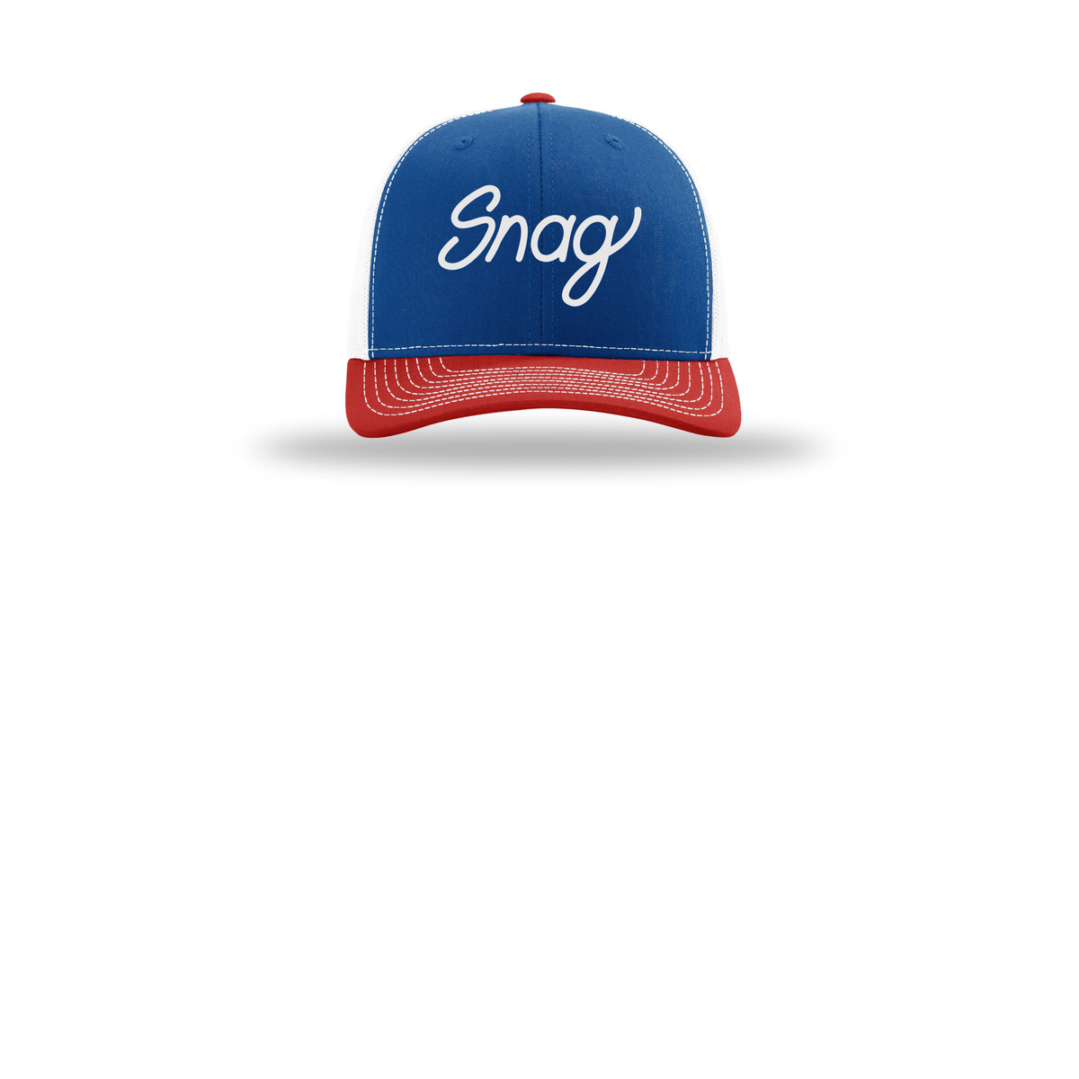 snagdelivery-richardson-trucker-cap-embroidery-capfront-R112-royalwhitered-flat-front
