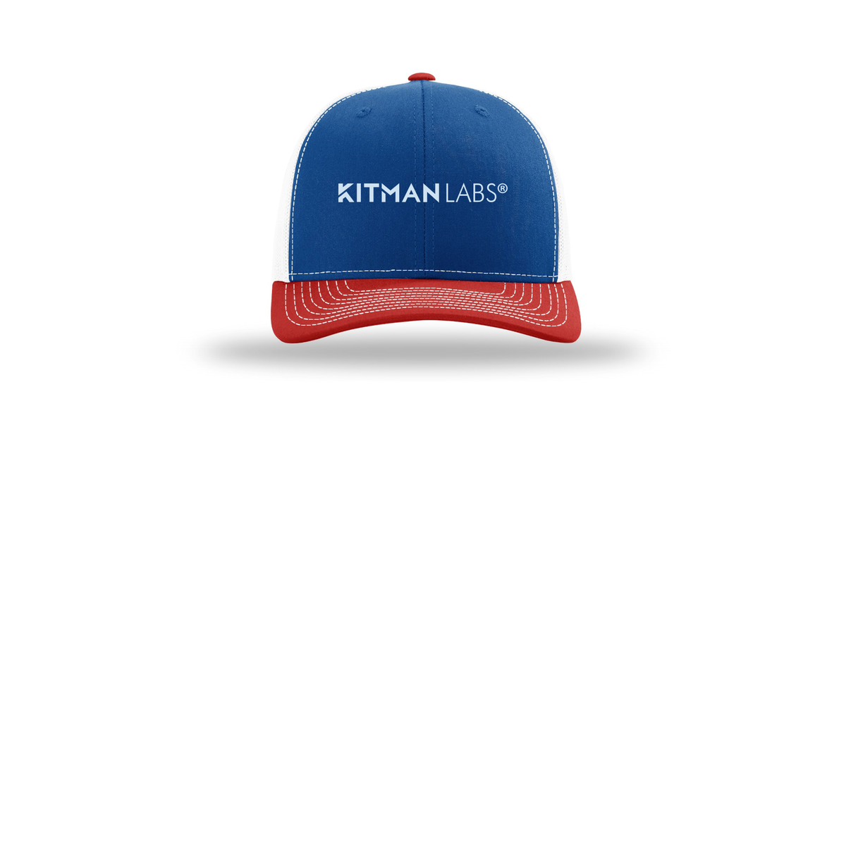 kitmanlabs-richardson-trucker-cap-embroidery-capfront-R112-royalwhitered-flat-front