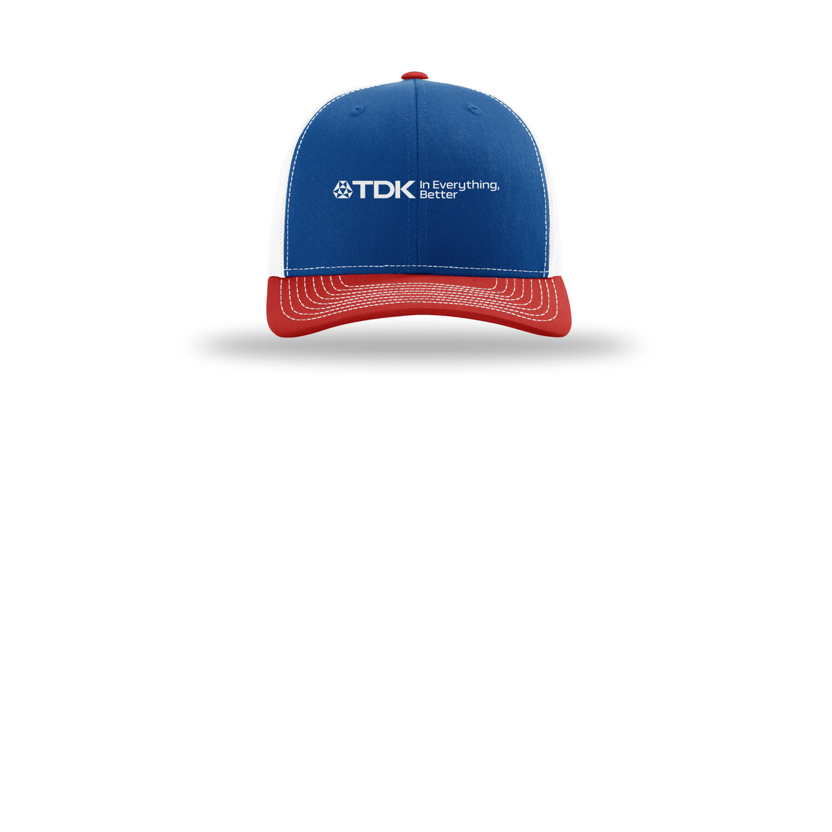 tdk-richardson-trucker-cap-embroidery-capfront-R112-royalwhitered-flat-front