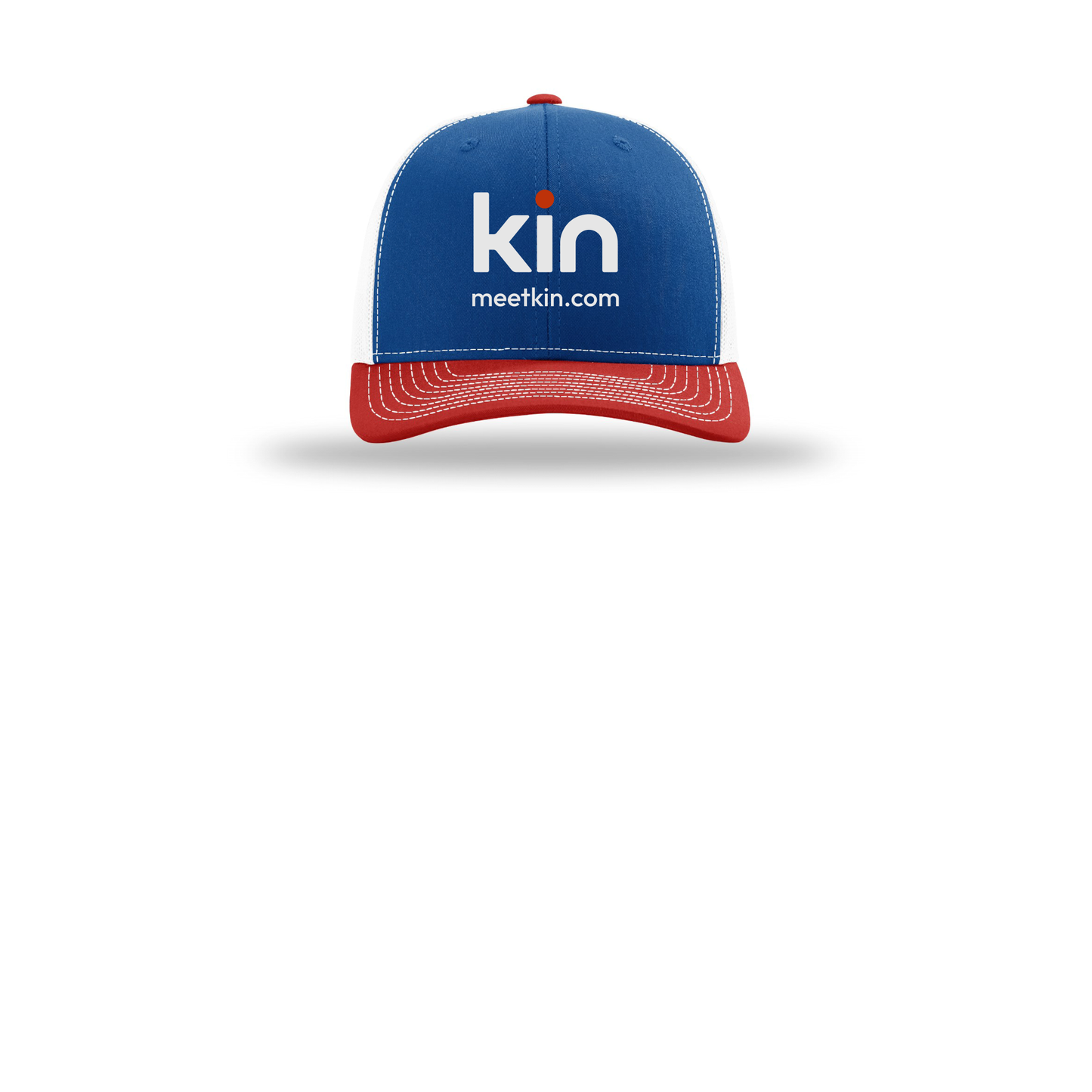 kin-richardson-trucker-cap-embroidery-capfront-R112-royalwhitered-flat-front