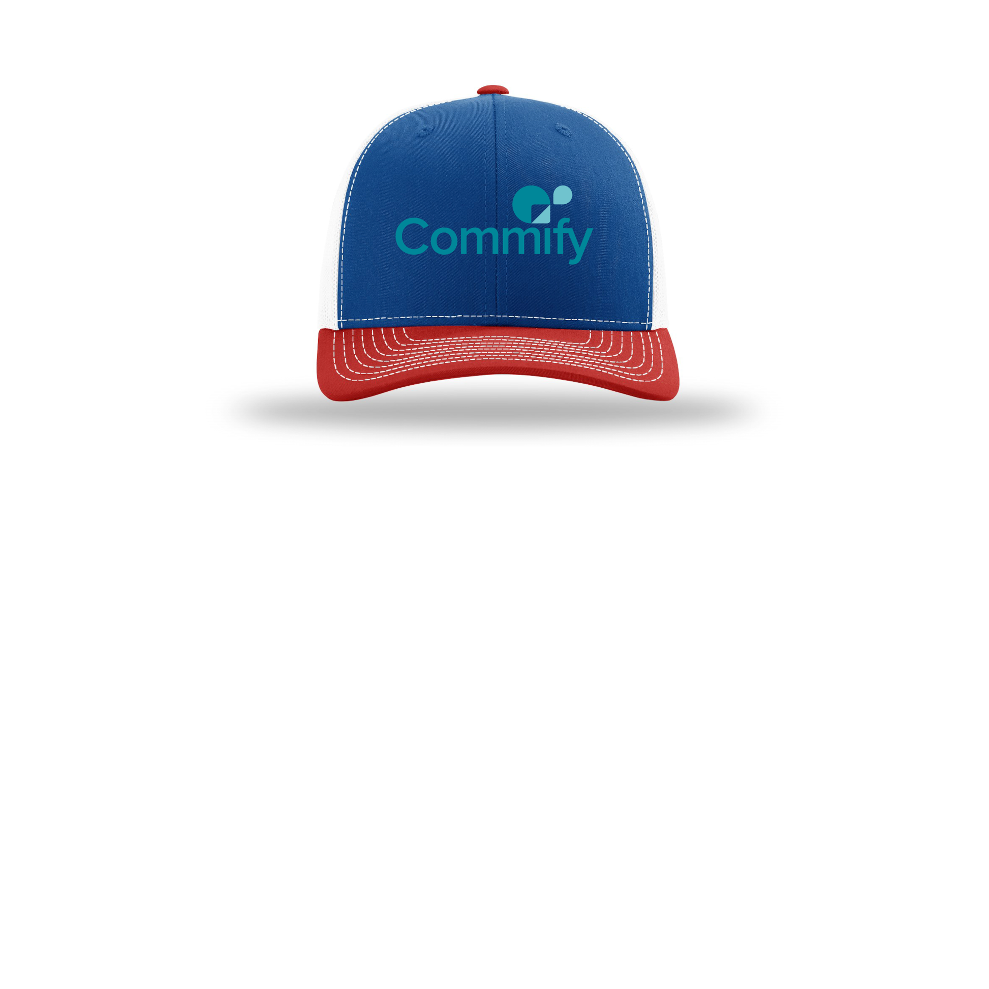 commify-richardson-trucker-cap-embroidery-capfront-R112-royalwhitered-flat-front