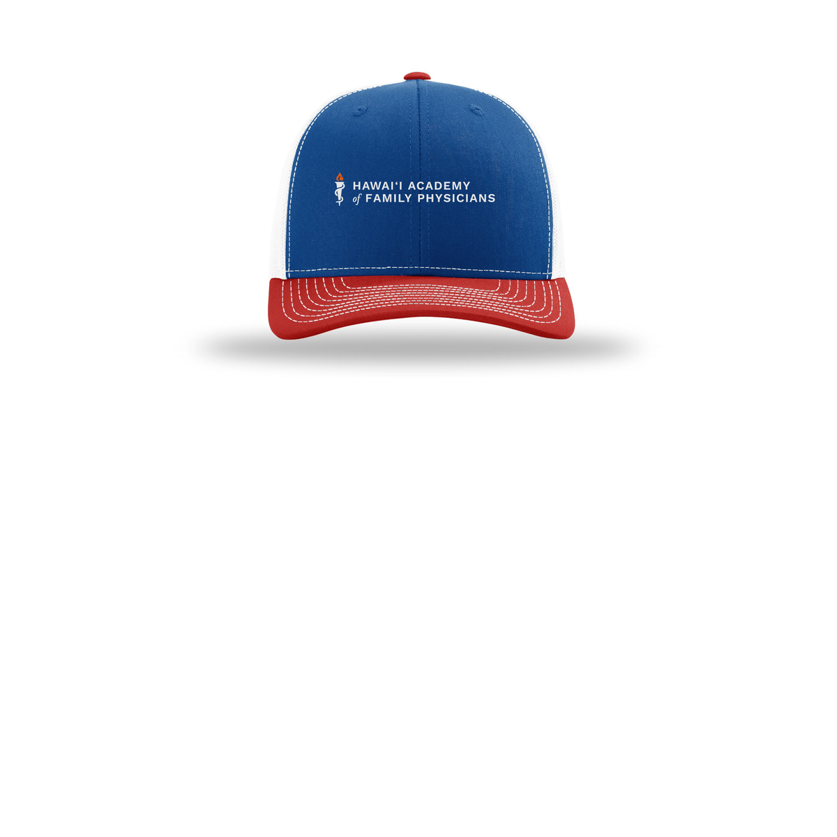 hafp-richardson-trucker-cap-embroidery-capfront-R112-royalwhitered-flat-front