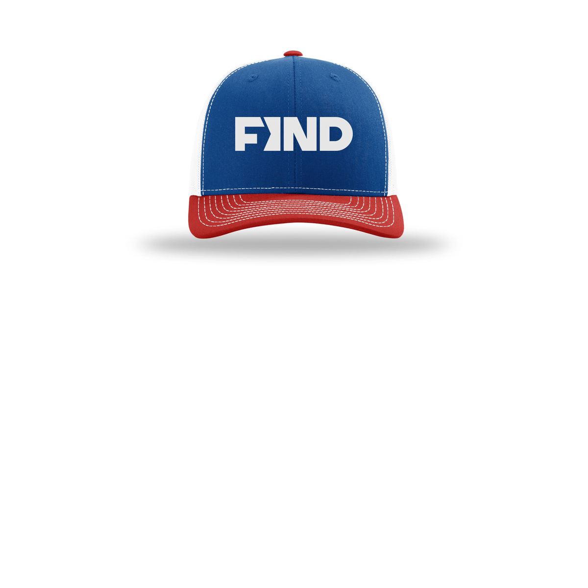 findrealestate-richardson-trucker-cap-embroidery-capfront-R112-royalwhitered-flat-front