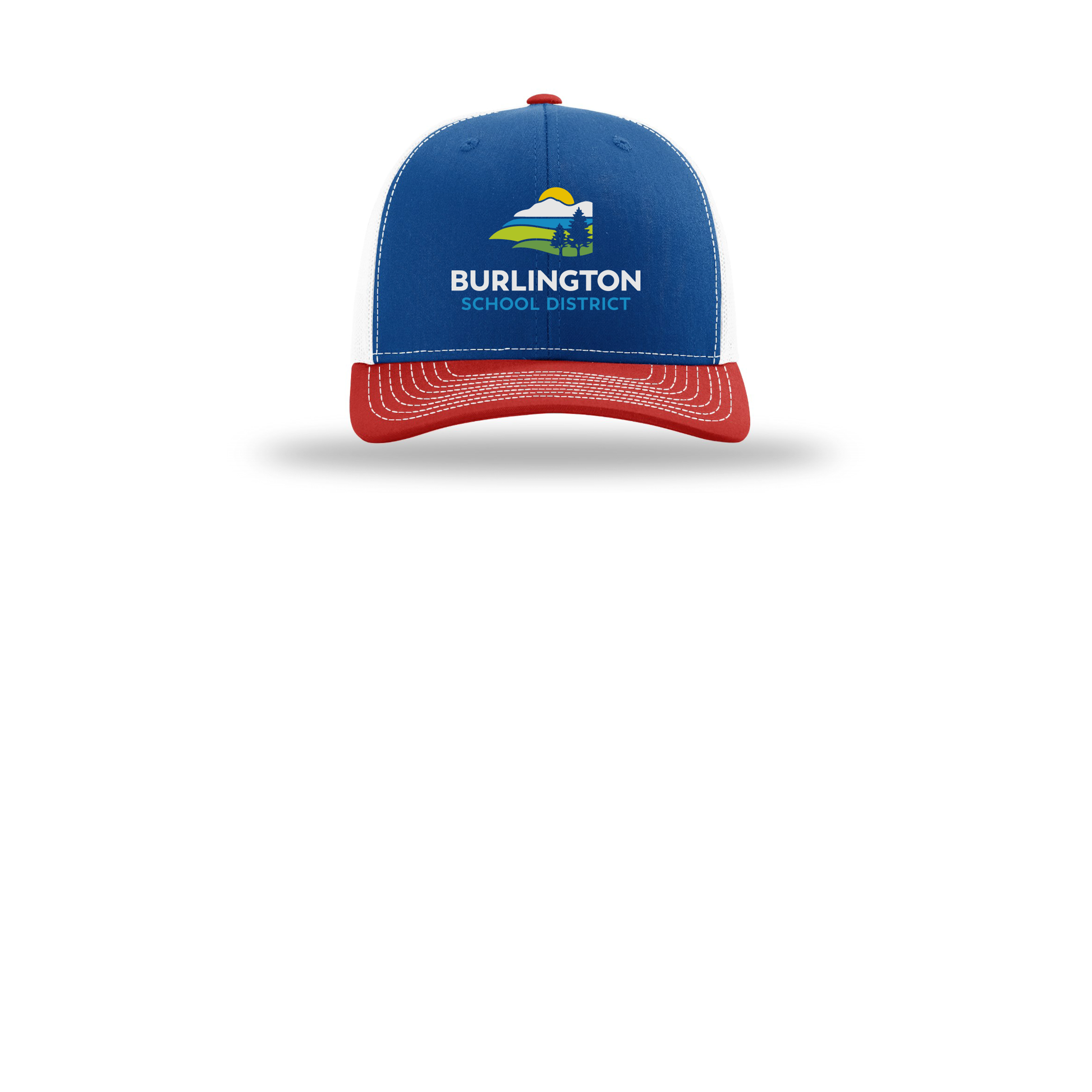 bsdvt-richardson-trucker-cap-embroidery-capfront-R112-royalwhitered-flat-front