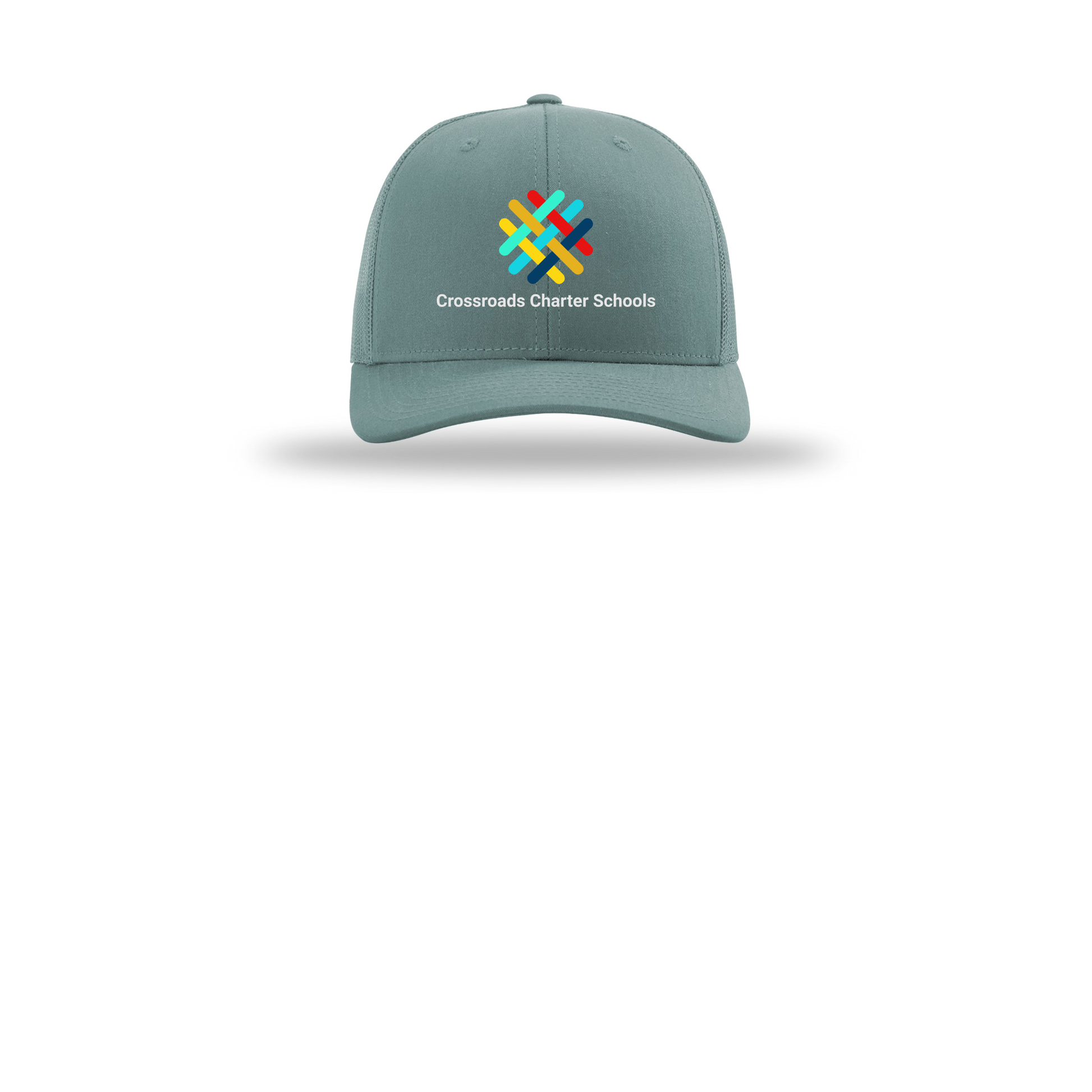 crossroadsschoolskc-richardson-trucker-cap-embroidery-capfront-R112-smokeblue-flat-front