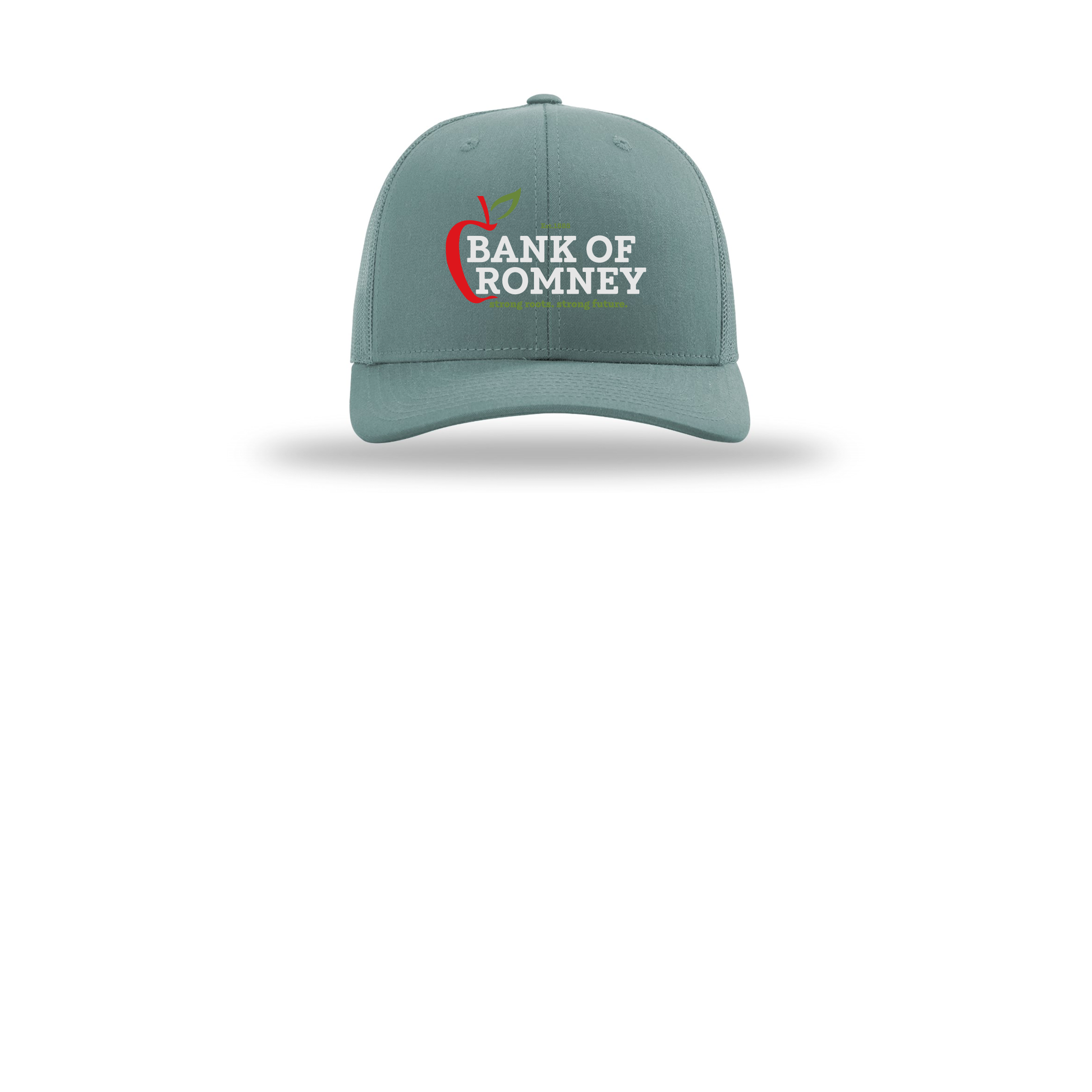 bankofromney-richardson-trucker-cap-embroidery-capfront-R112-smokeblue-flat-front