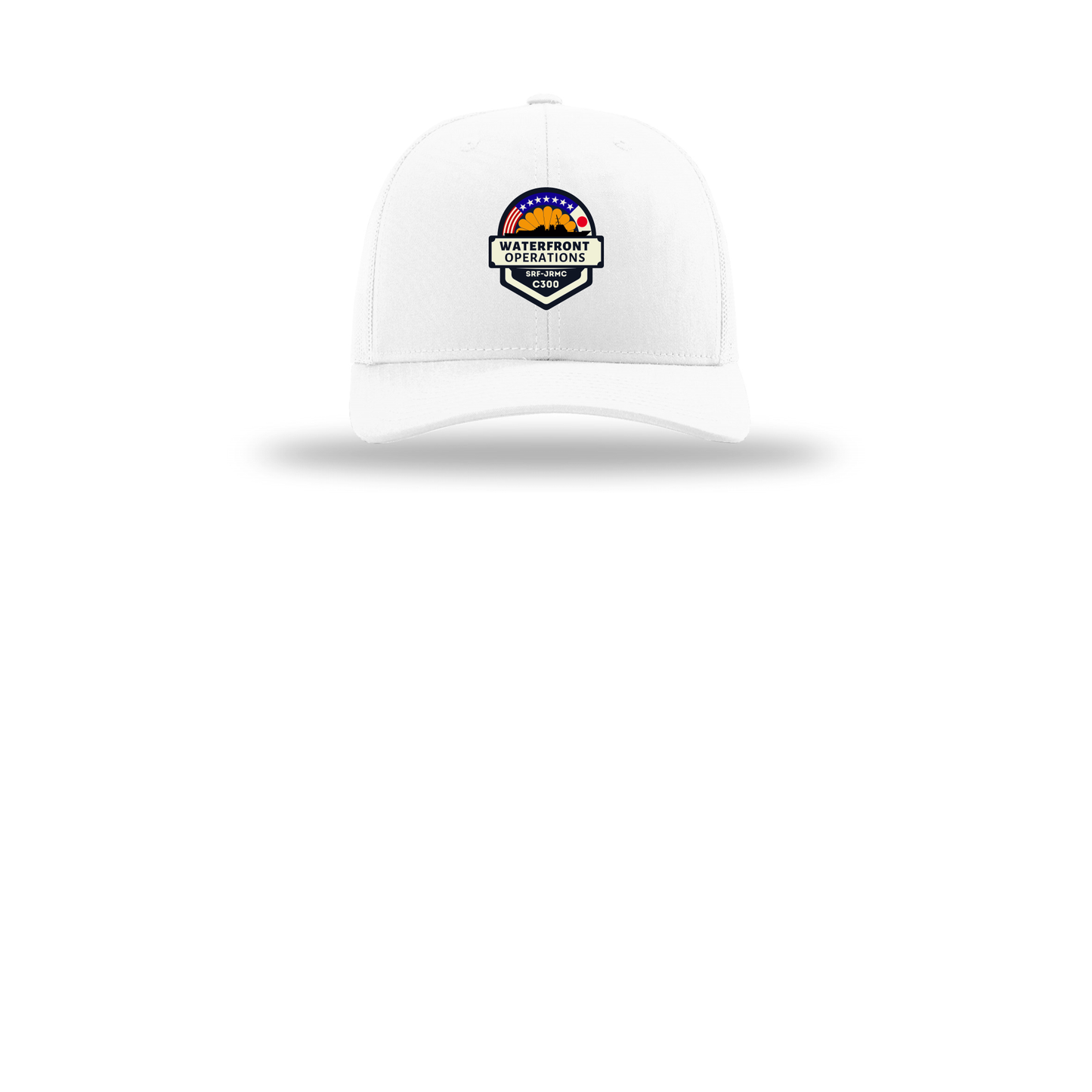 waterfront-operations-retro-trucker-cap-embroidery-capfront-R112-white-flat-front