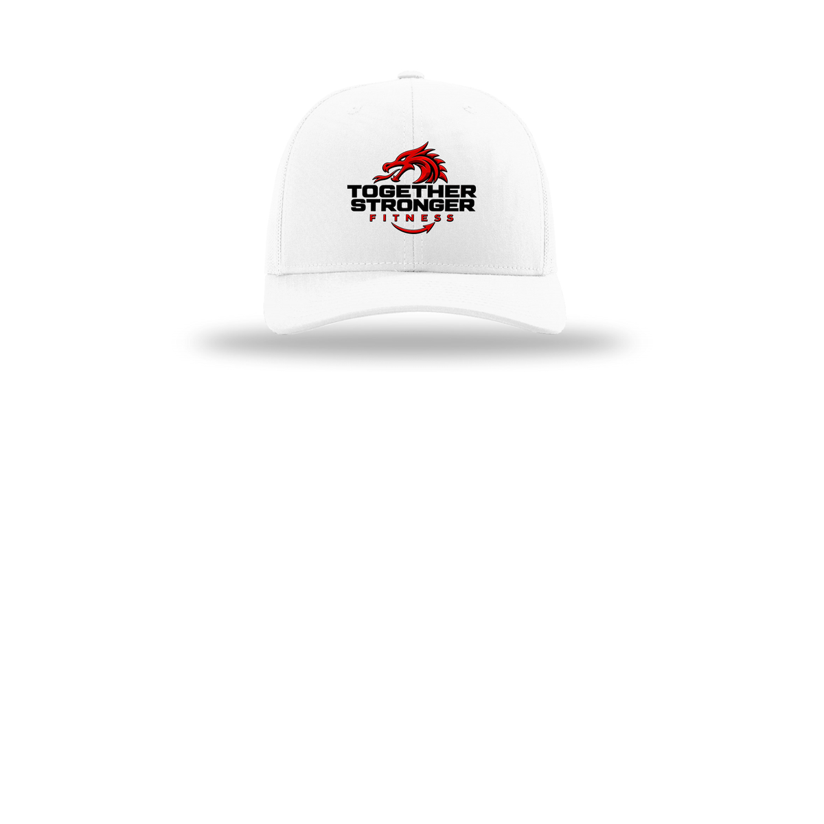togetherstrongerfitness-richardson-trucker-cap-embroidery-capfront-R112-white-flat-front