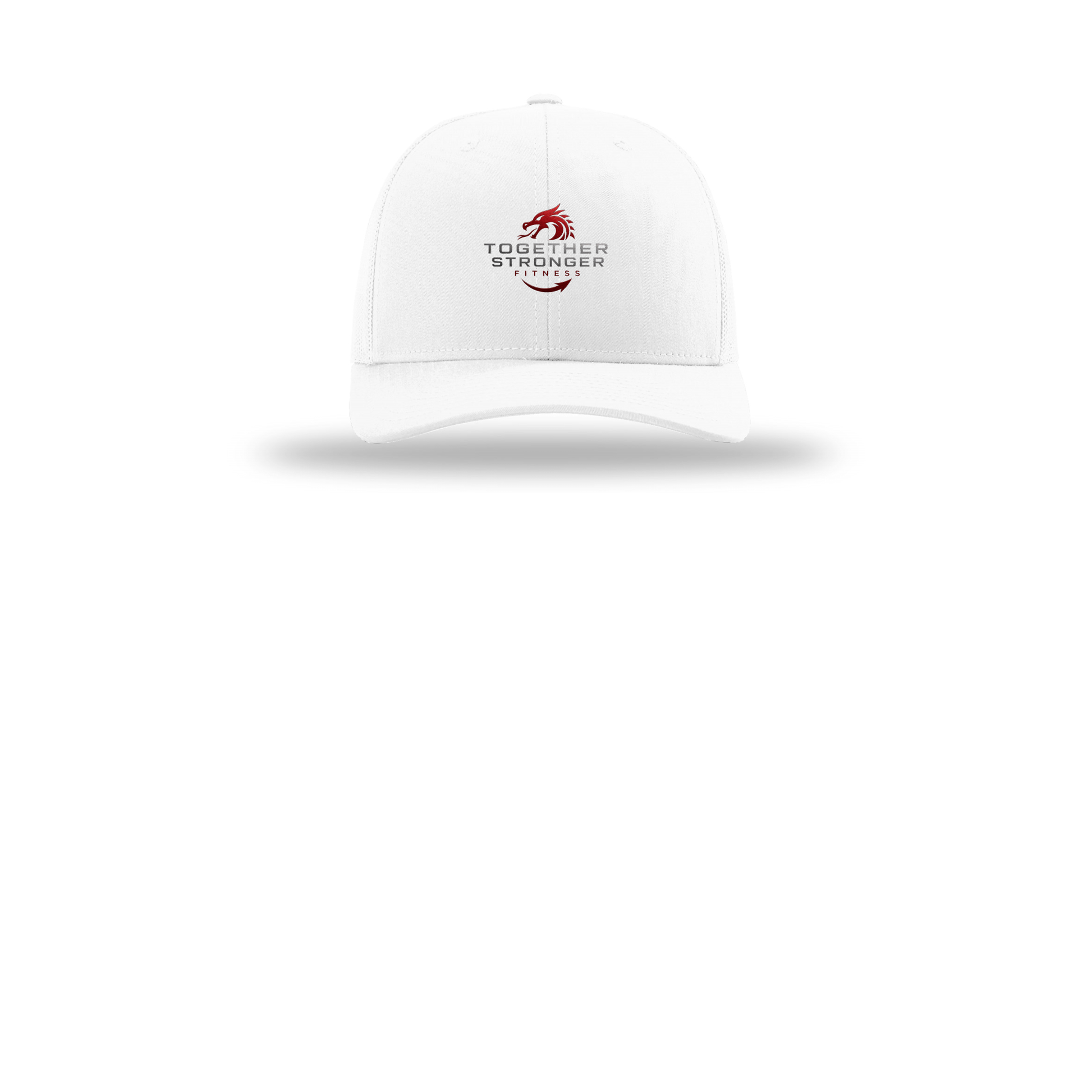 togetherstrongerfitness-richardson-trucker-cap-embroidery-capfront-R112-white-flat-front