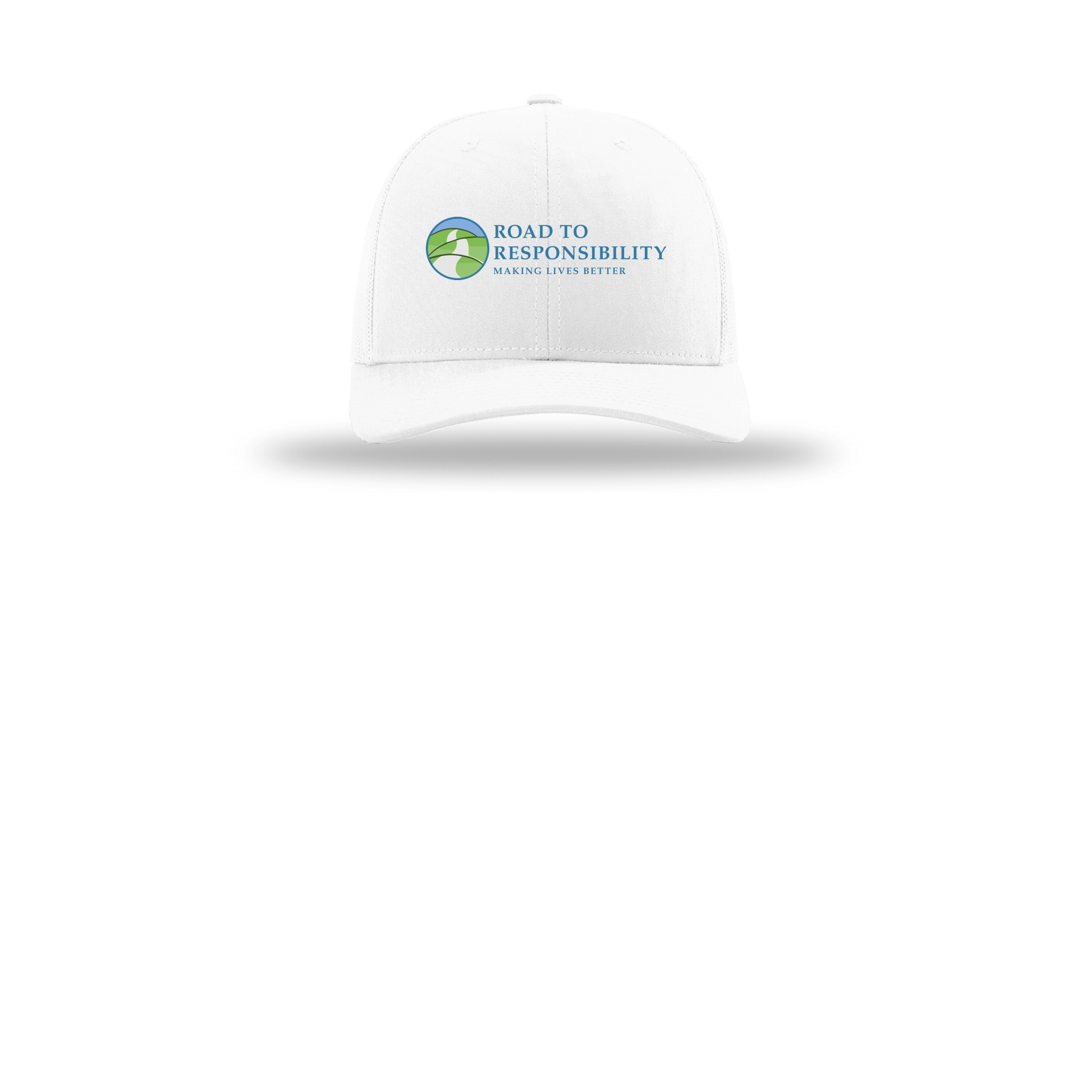 roadtoresponsibility-richardson-trucker-cap-embroidery-capfront-R112-white-flat-front
