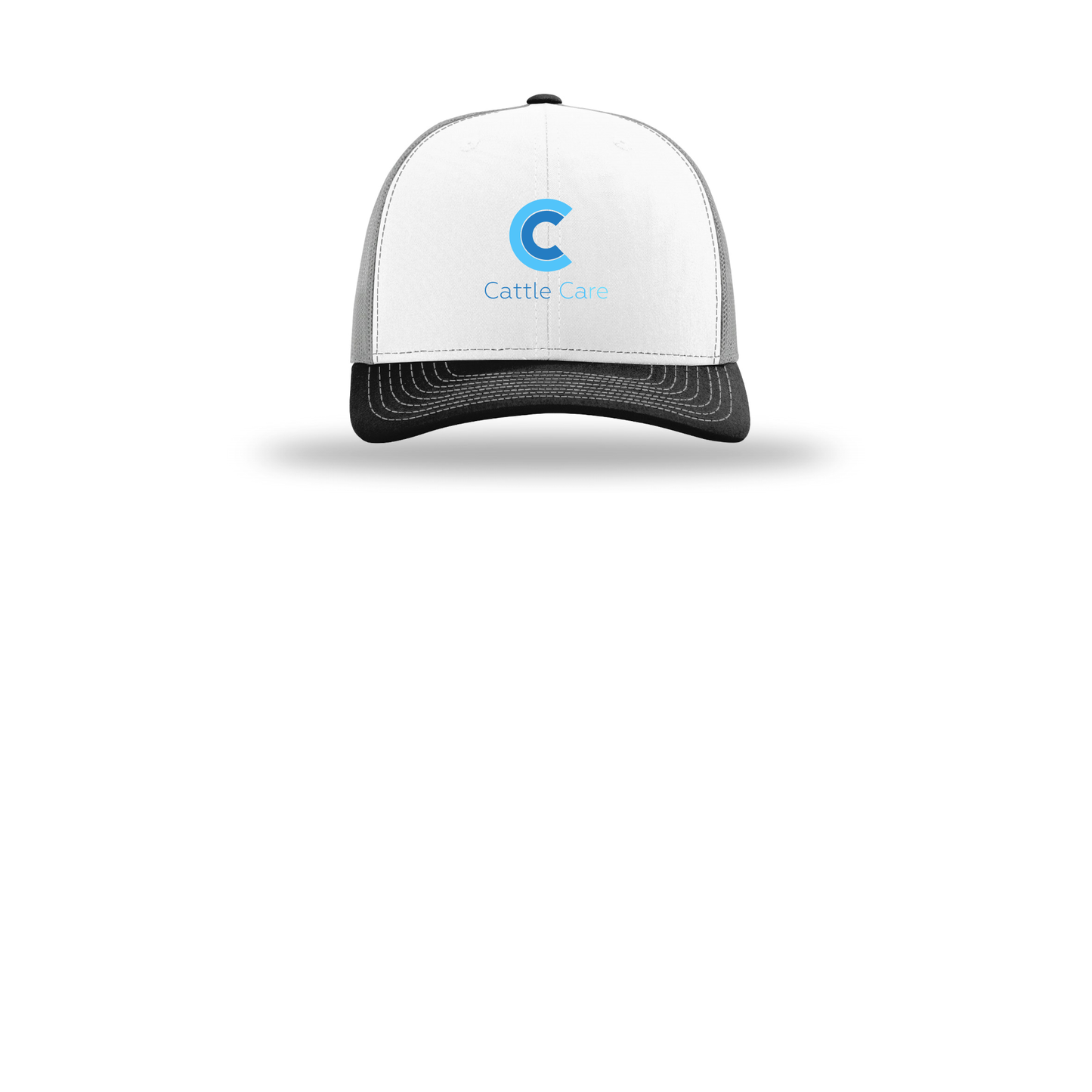 cattle-care-richardson-trucker-cap-embroidery-capfront-R112-whitealuminumblack-flat-front