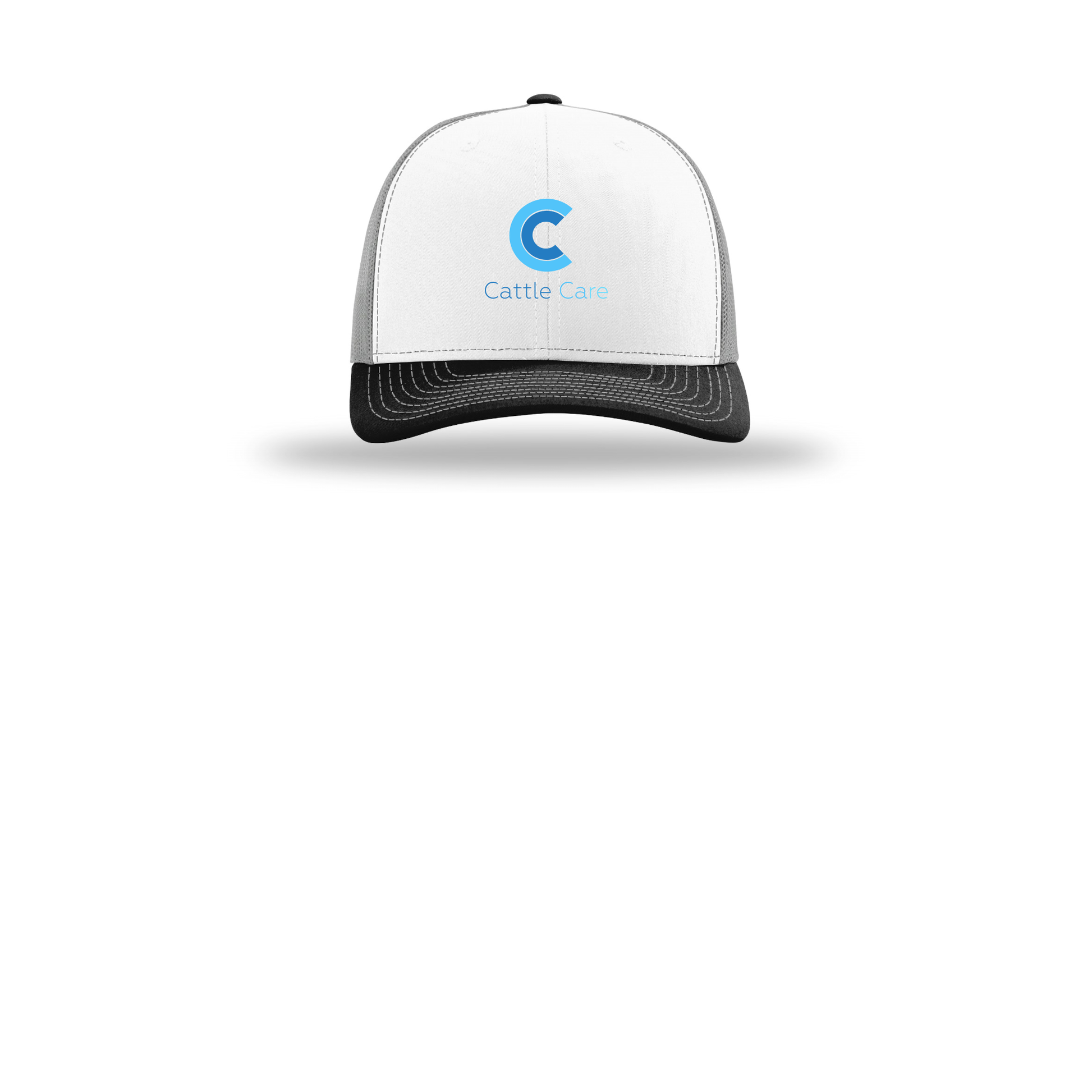 cattle-care-richardson-trucker-cap-embroidery-capfront-R112-whitealuminumblack-flat-front