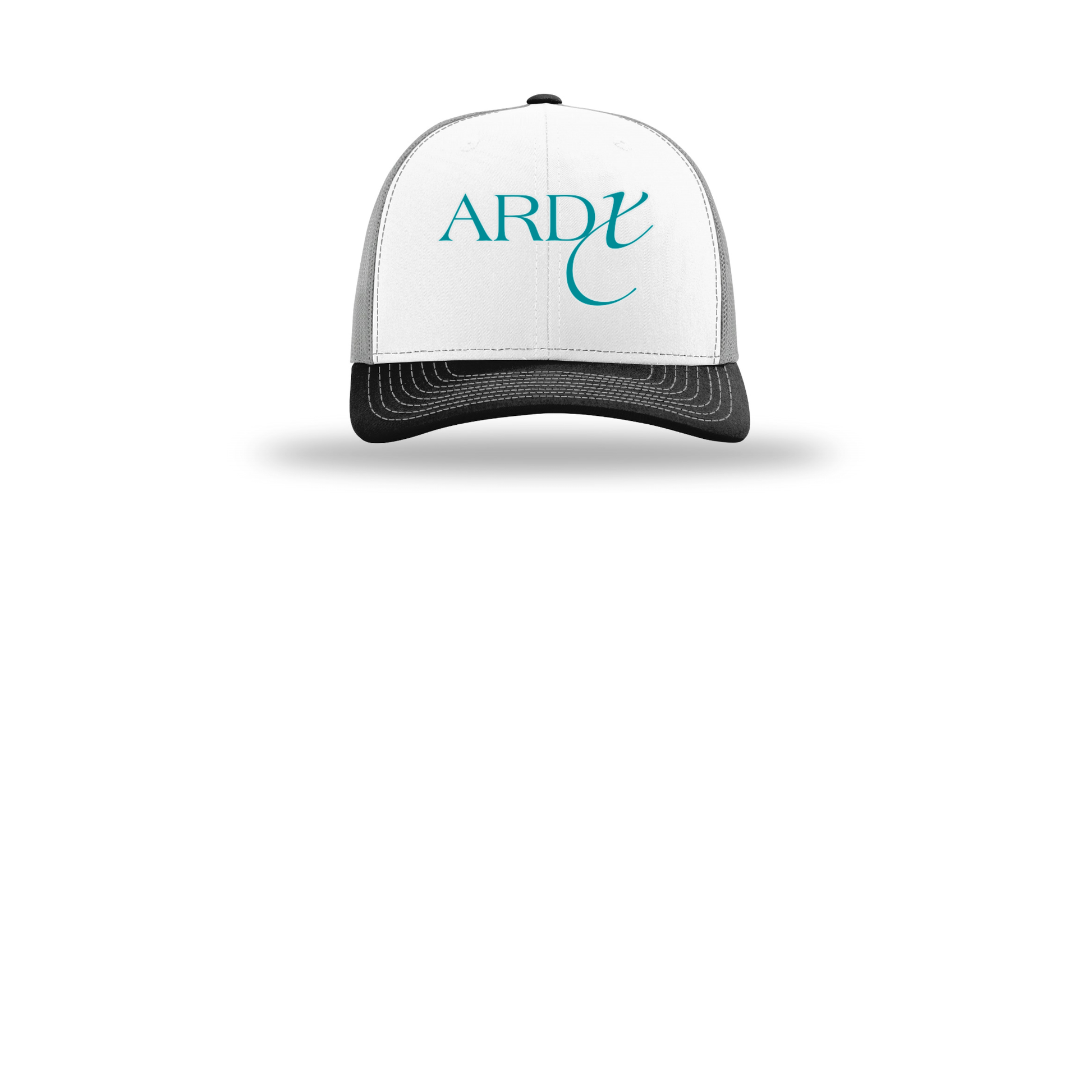 ardx-richardson-trucker-cap-embroidery-capfront-R112-whitealuminumblack-flat-front