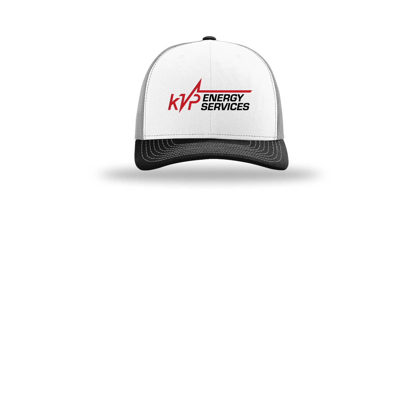 kvpenergy-richardson-trucker-cap-embroidery-capfront-R112-whitealuminumblack-flat-front