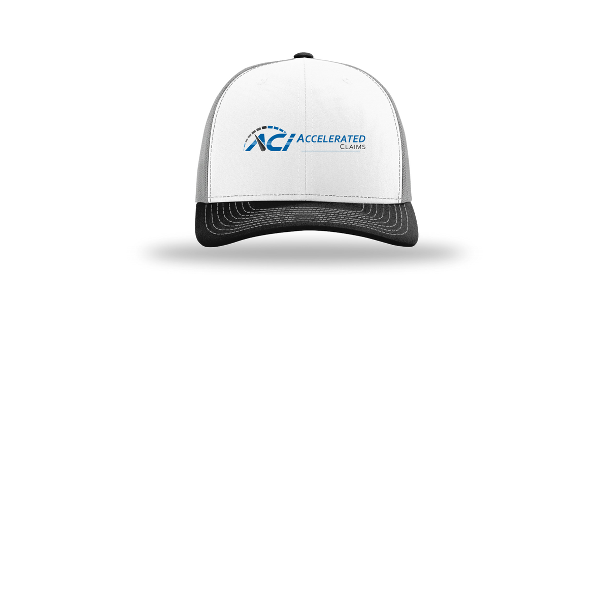 accelclaims-richardson-trucker-cap-embroidery-capfront-R112-whitealuminumblack-flat-front