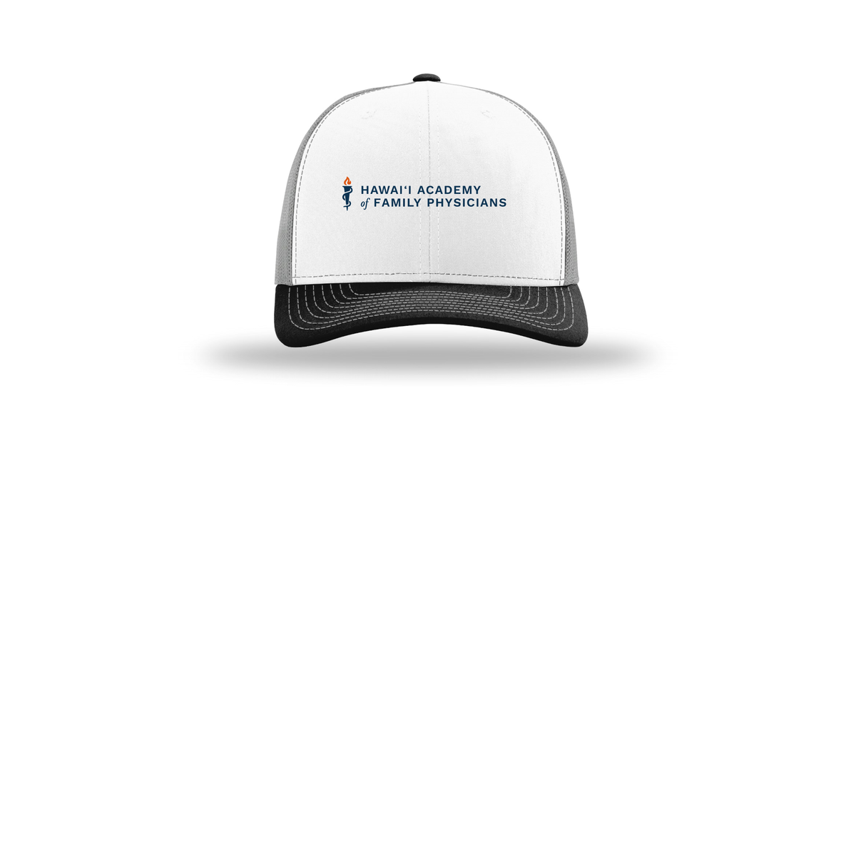 hafp-richardson-trucker-cap-embroidery-capfront-R112-whitealuminumblack-flat-front