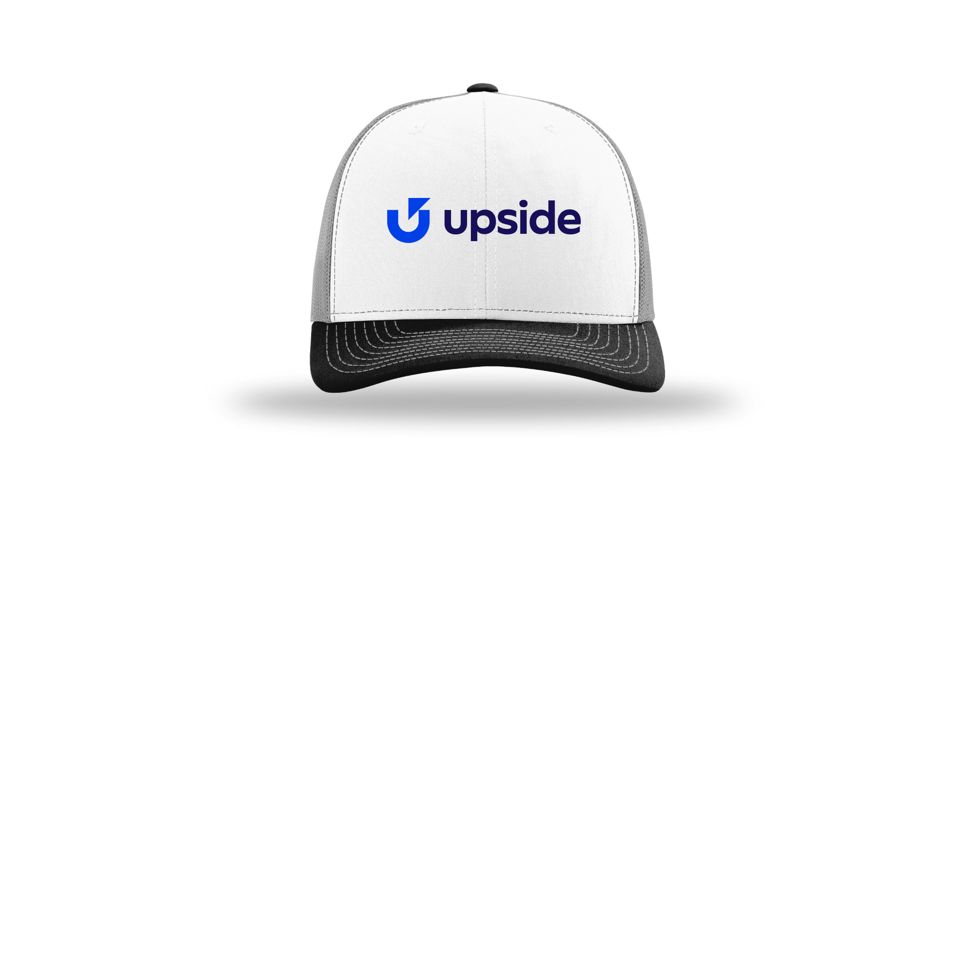 upside-richardson-trucker-cap-embroidery-capfront-R112-whitealuminumblack-flat-front