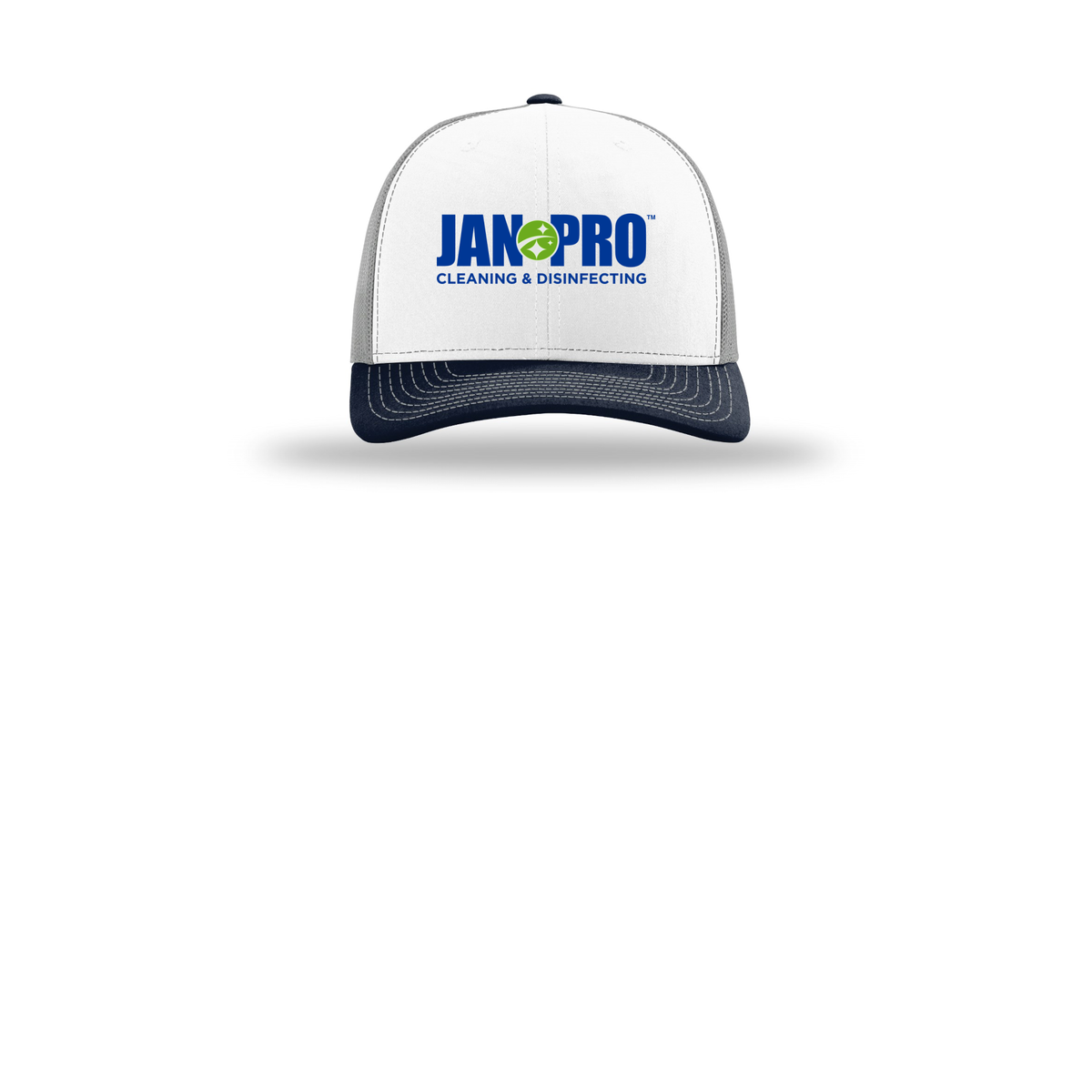 jan-pro-richardson-trucker-cap-embroidery-capfront-R112-whitealuminumnavy-flat-front