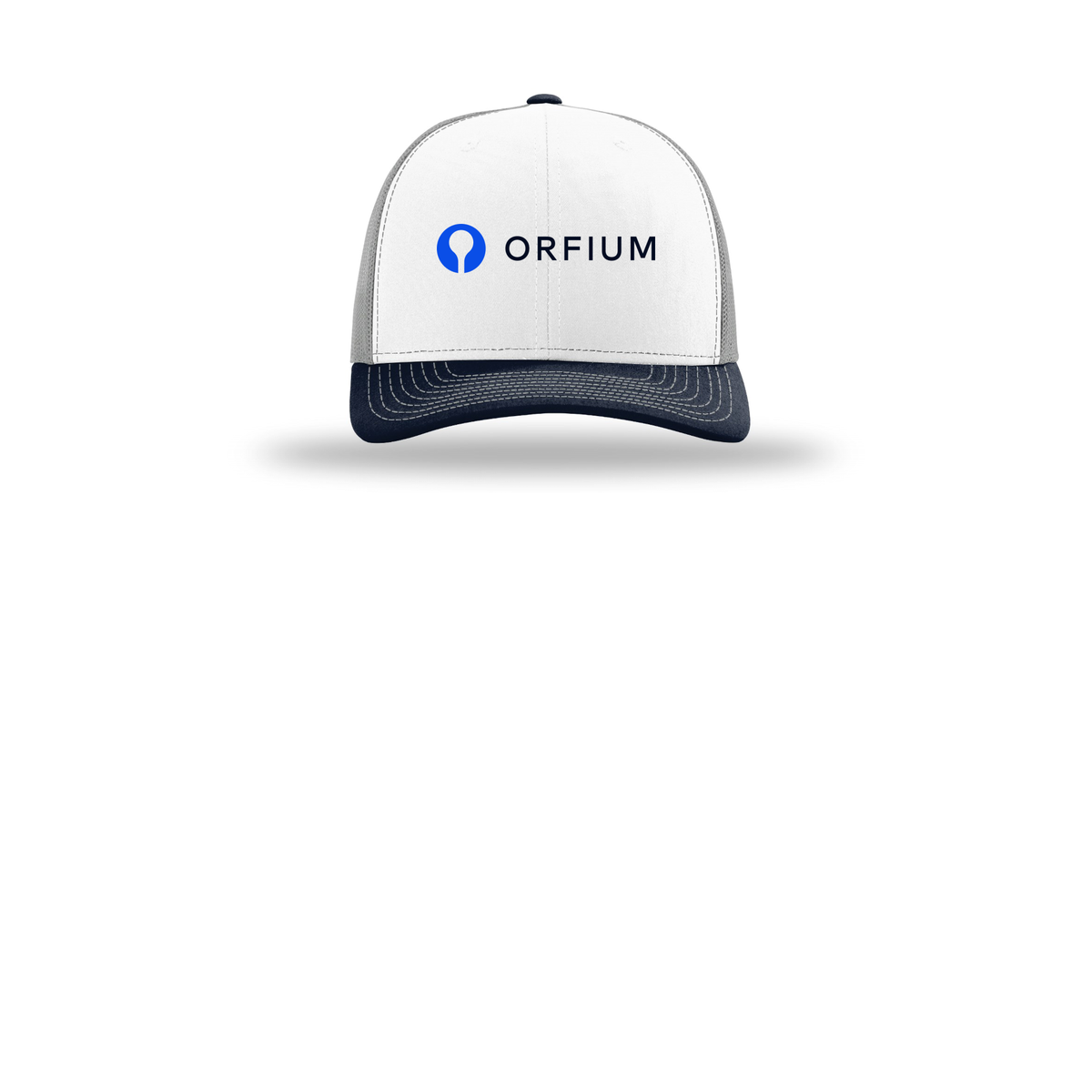 orfium-richardson-trucker-cap-embroidery-capfront-R112-whitealuminumnavy-flat-front
