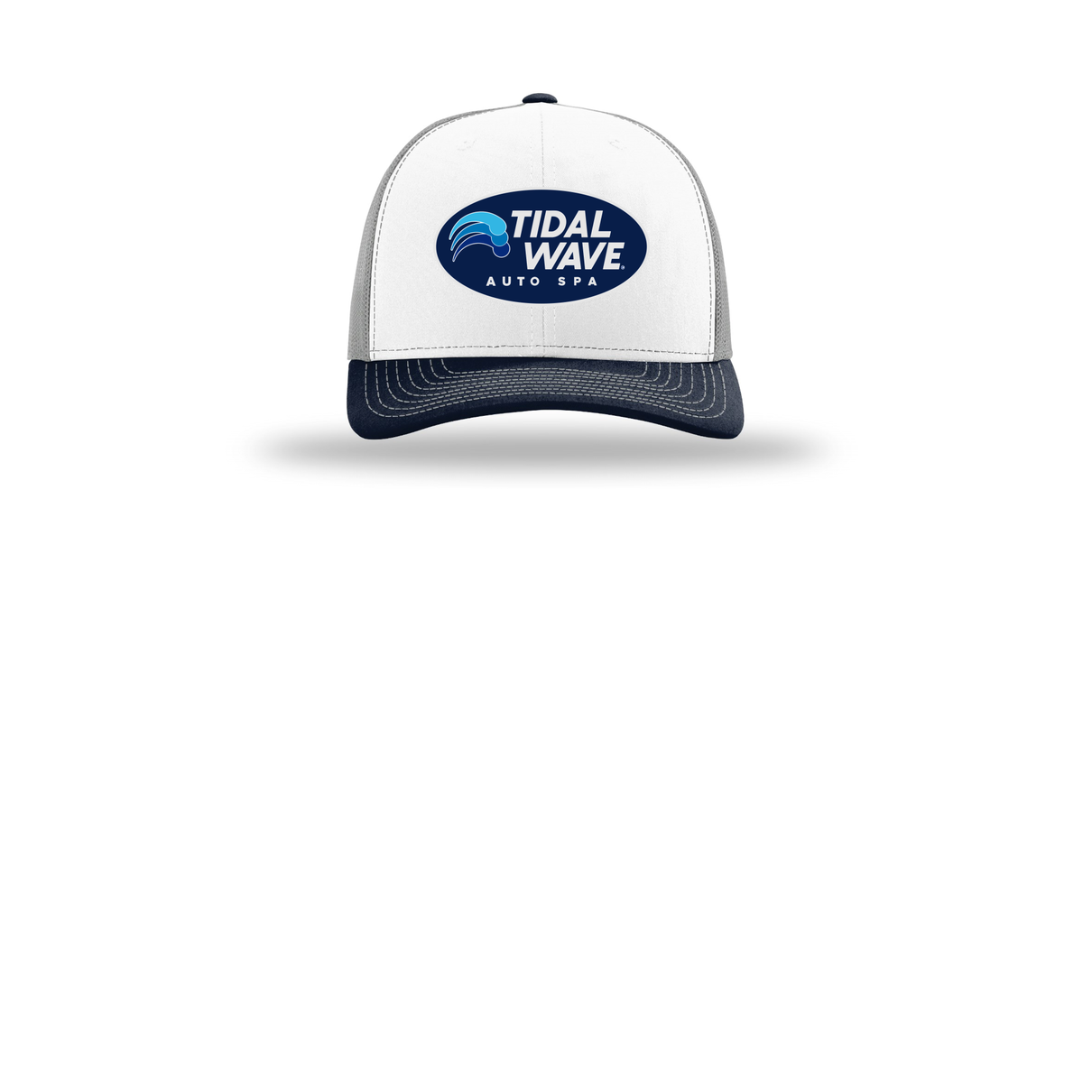 tidalwaveautospa-richardson-trucker-cap-embroidery-capfront-R112-whitealuminumnavy-flat-front