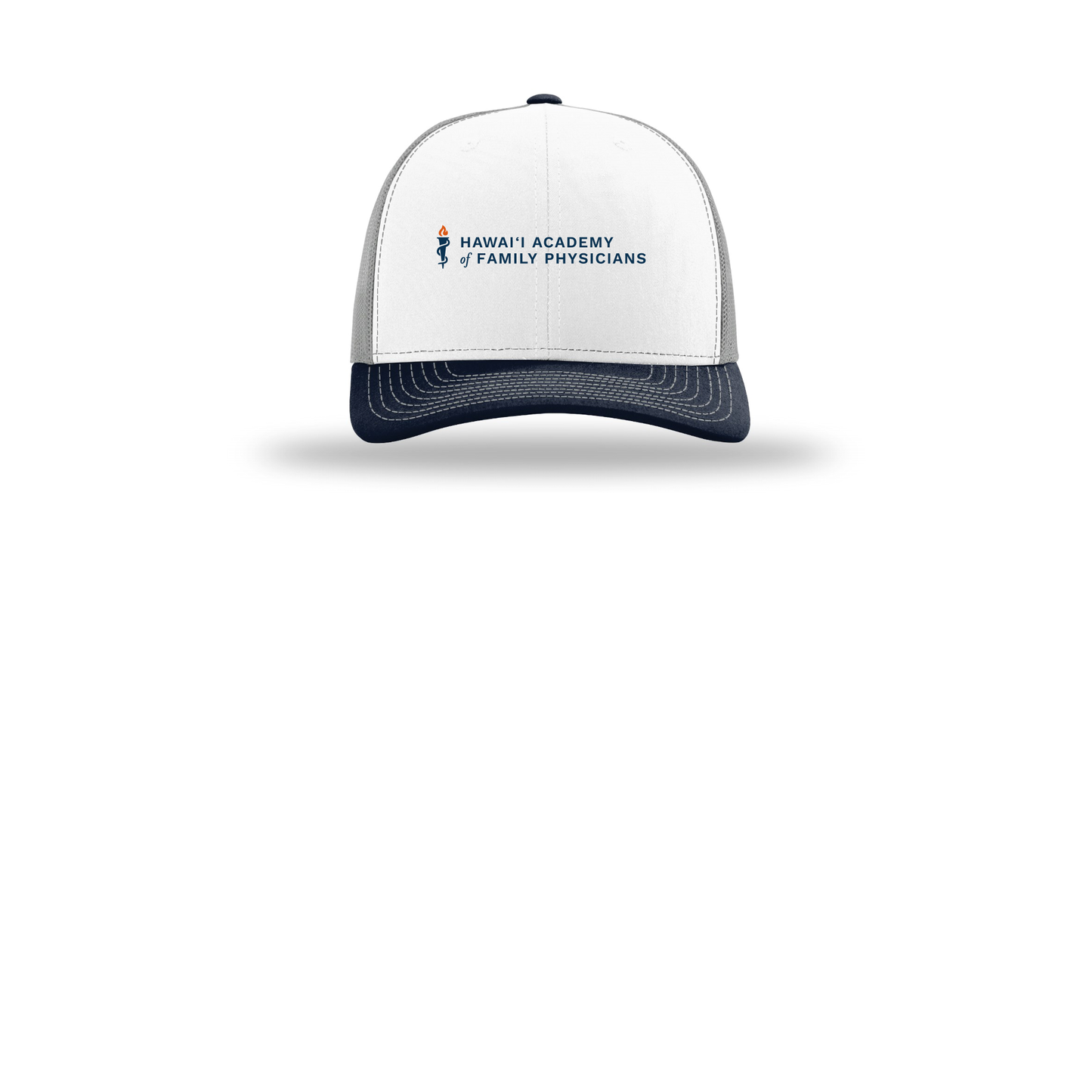 hafp-richardson-trucker-cap-embroidery-capfront-R112-whitealuminumnavy-flat-front