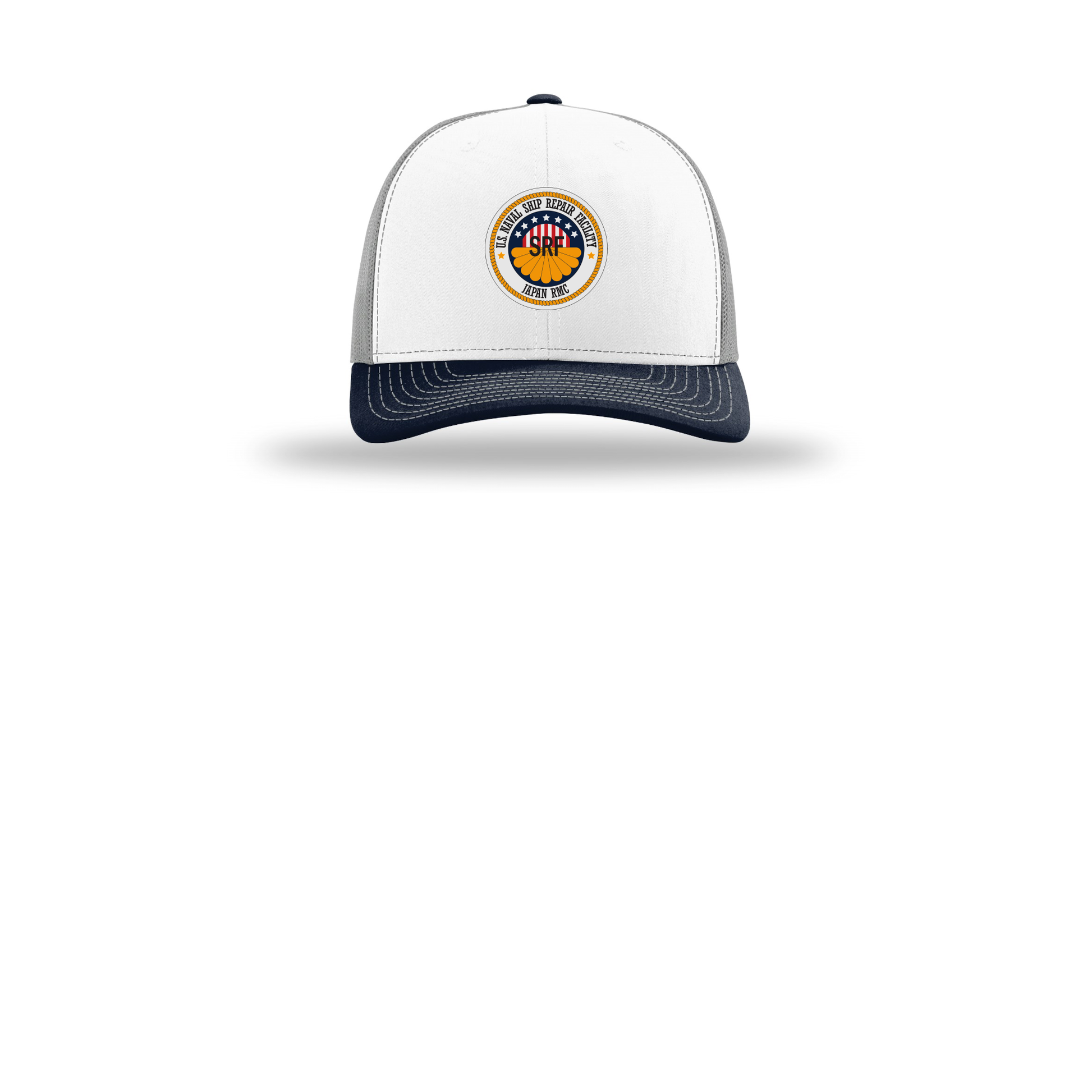 srf-jrmc-richardson-trucker-cap-embroidery-capfront-R112-whitealuminumnavy-flat-front
