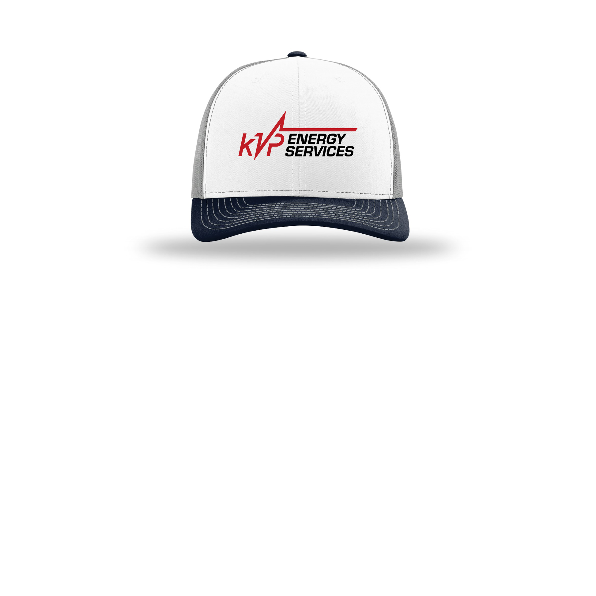kvpenergy-richardson-trucker-cap-embroidery-capfront-R112-whitealuminumnavy-flat-front