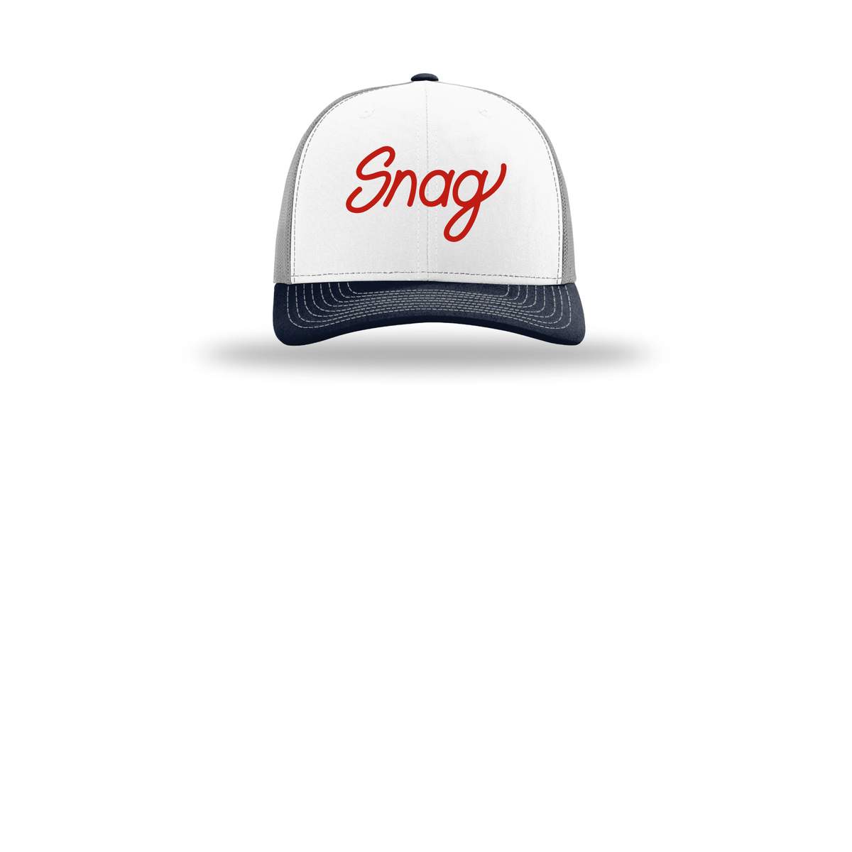 snagdelivery-richardson-trucker-cap-embroidery-capfront-R112-whitealuminumnavy-flat-front