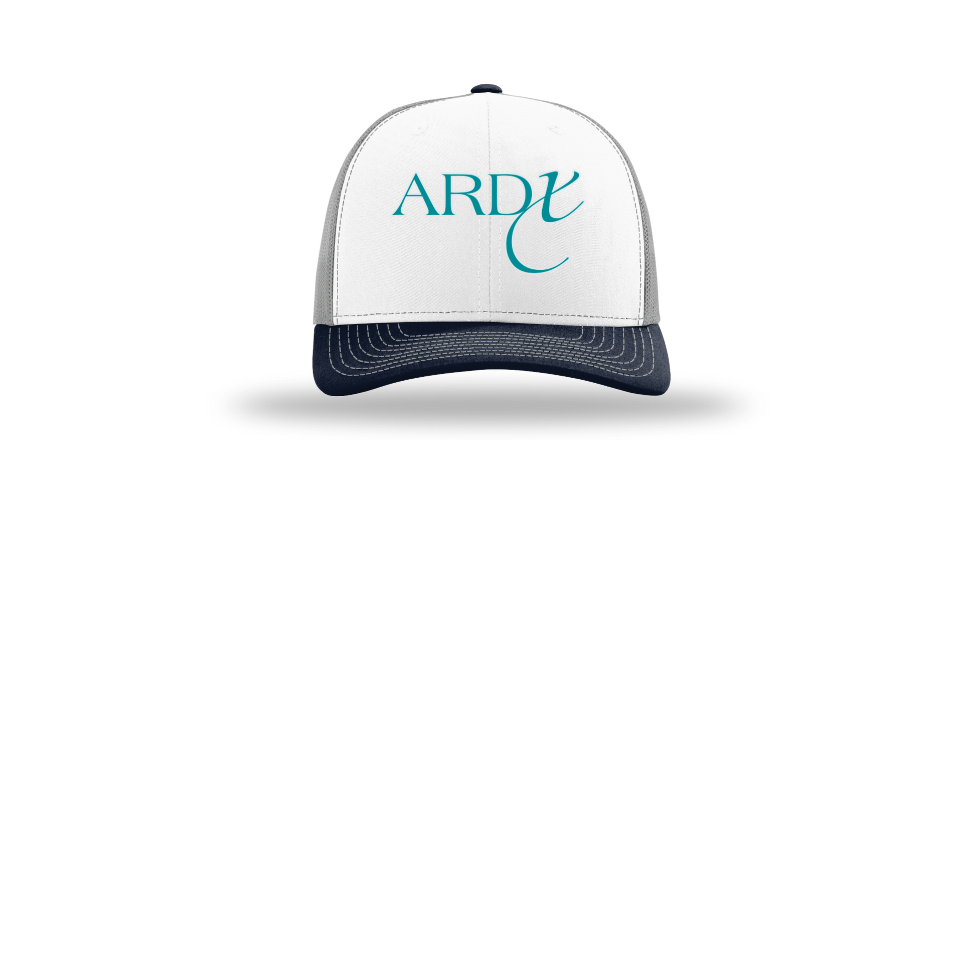 ardx-richardson-trucker-cap-embroidery-capfront-R112-whitealuminumnavy-flat-front