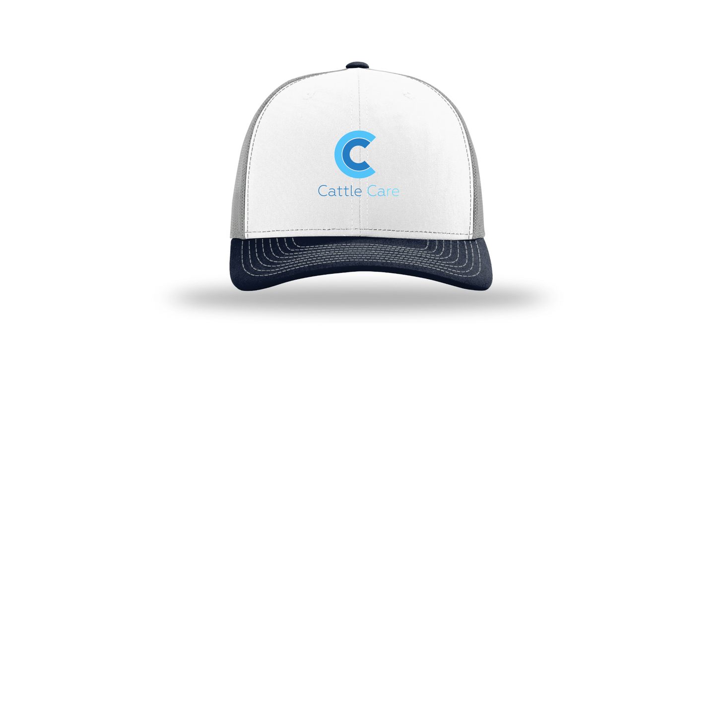 cattle-care-richardson-trucker-cap-embroidery-capfront-R112-whitealuminumnavy-flat-front