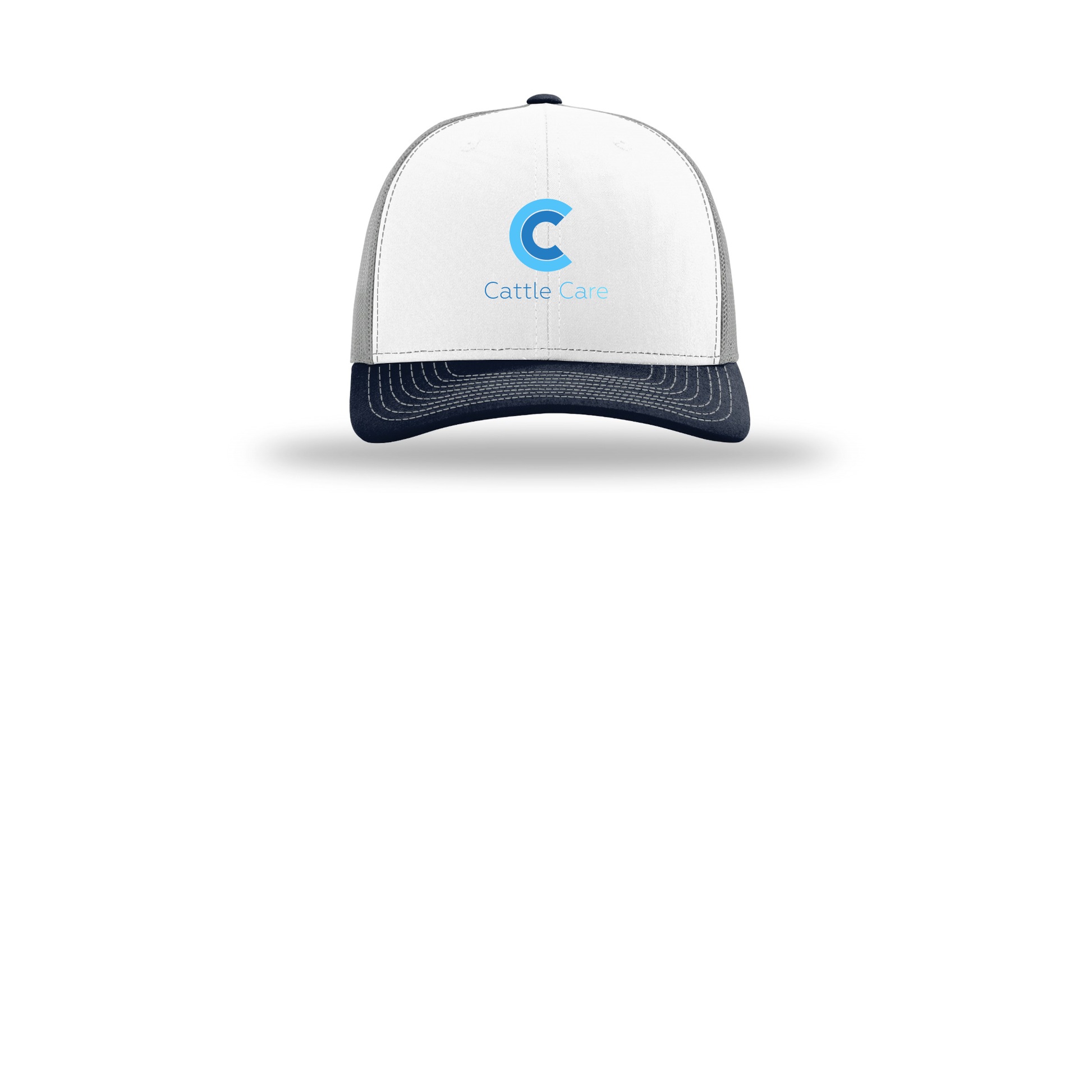 cattle-care-richardson-trucker-cap-embroidery-capfront-R112-whitealuminumnavy-flat-front