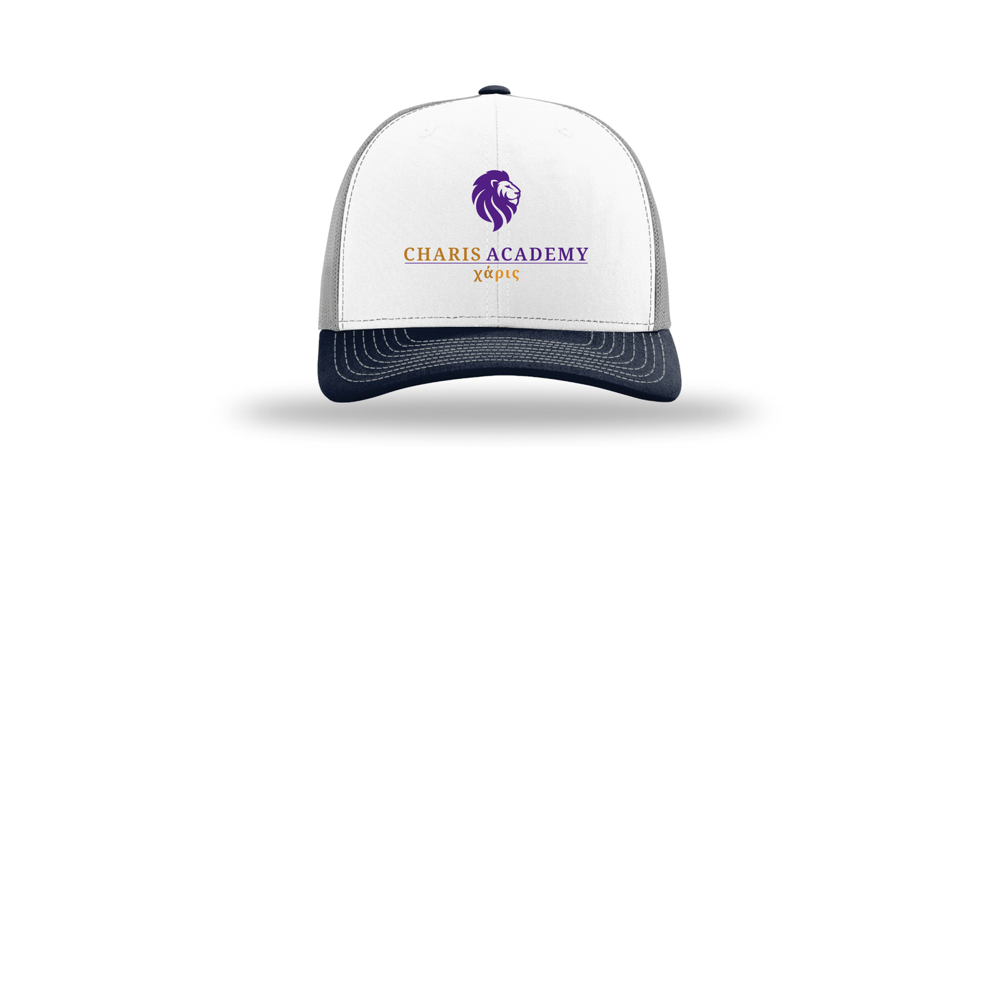 cahazleton-richardson-trucker-cap-embroidery-capfront-R112-whitealuminumnavy-flat-front