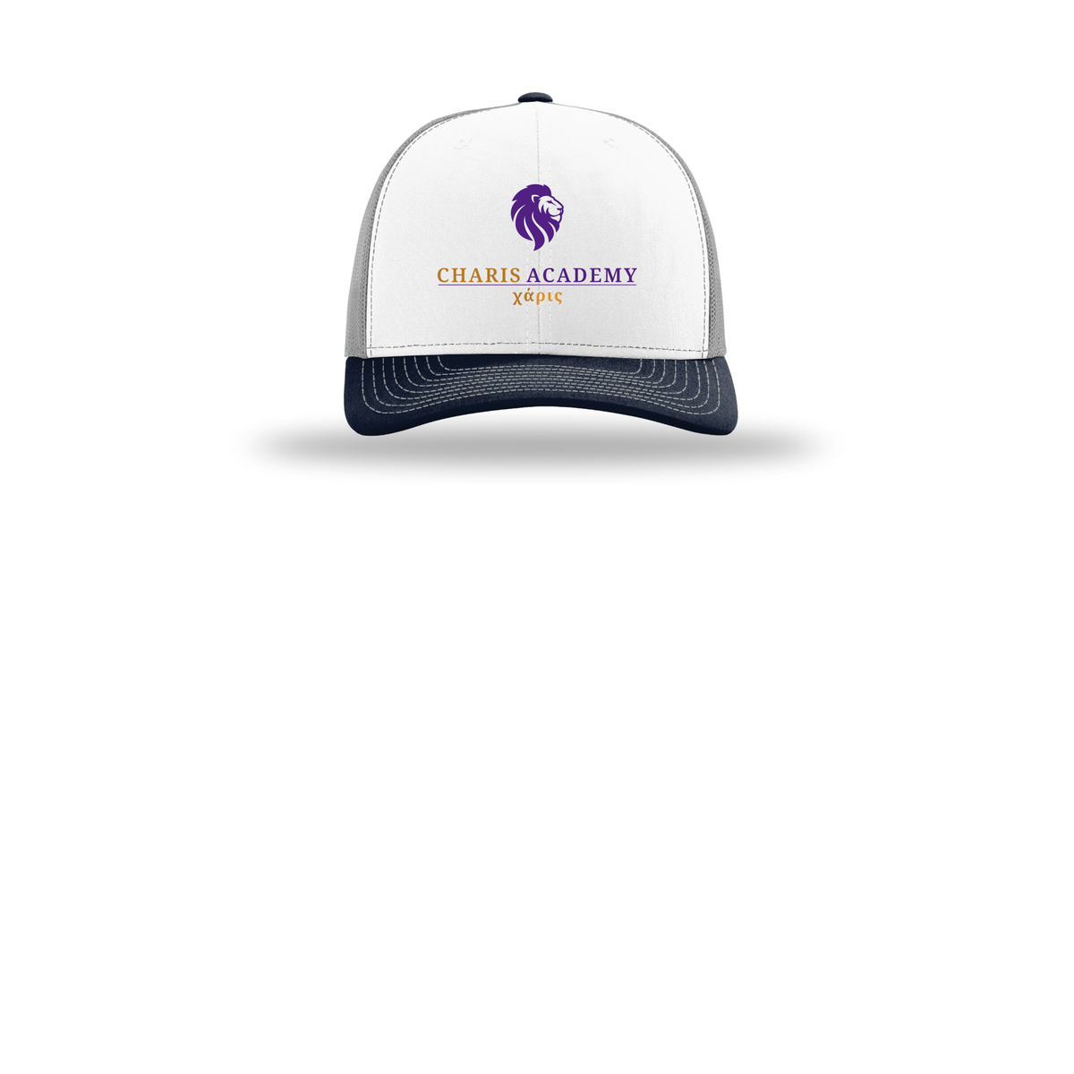 cahazleton-richardson-trucker-cap-embroidery-capfront-R112-whitealuminumnavy-flat-front