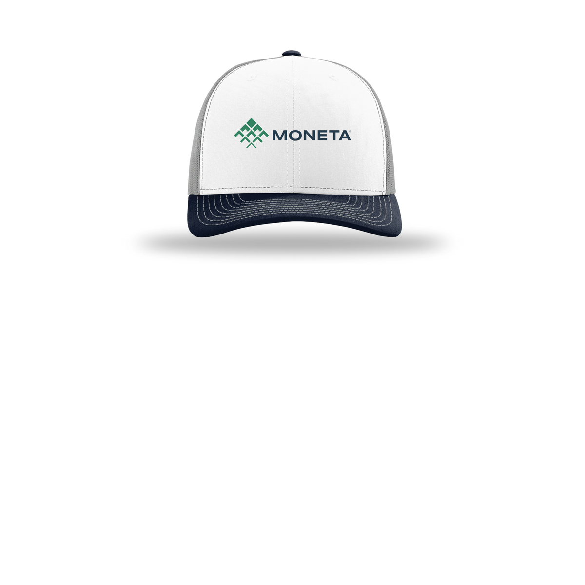 monetagroup-richardson-trucker-cap-embroidery-capfront-R112-whitealuminumnavy-flat-front