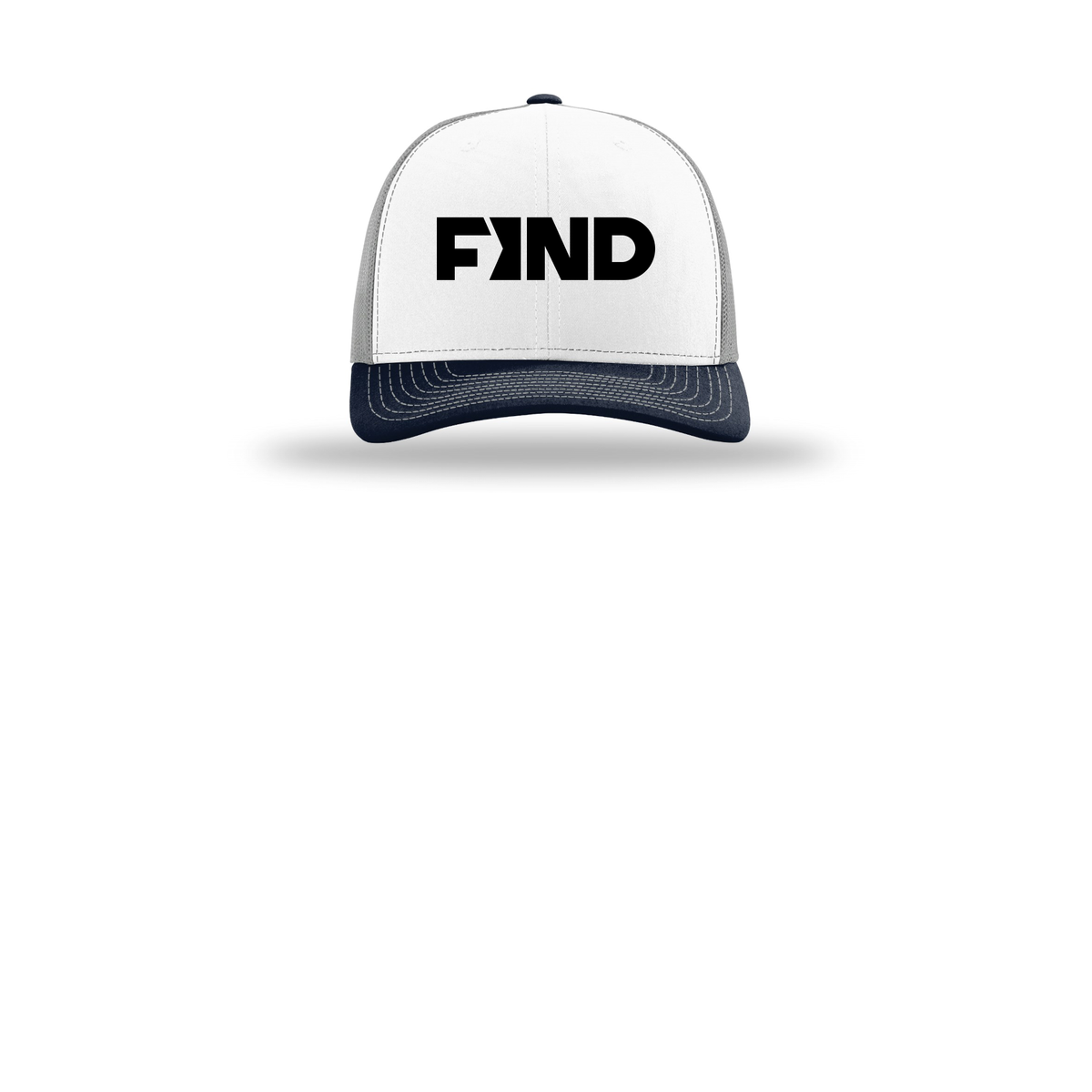 findrealestate-richardson-trucker-cap-embroidery-capfront-R112-whitealuminumnavy-flat-front