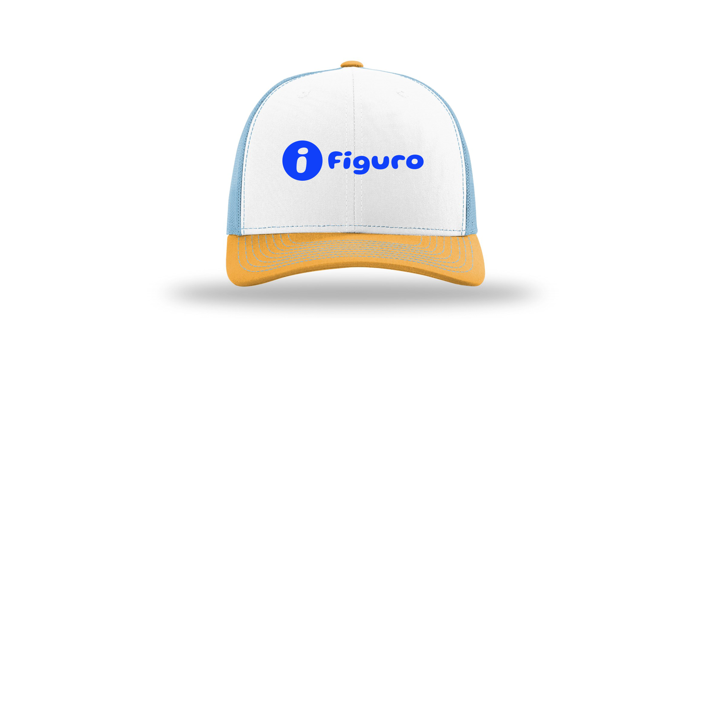 getfiguro-richardson-trucker-cap-embroidery-capfront-R112-whitecolumbiablueyellow-flat-front