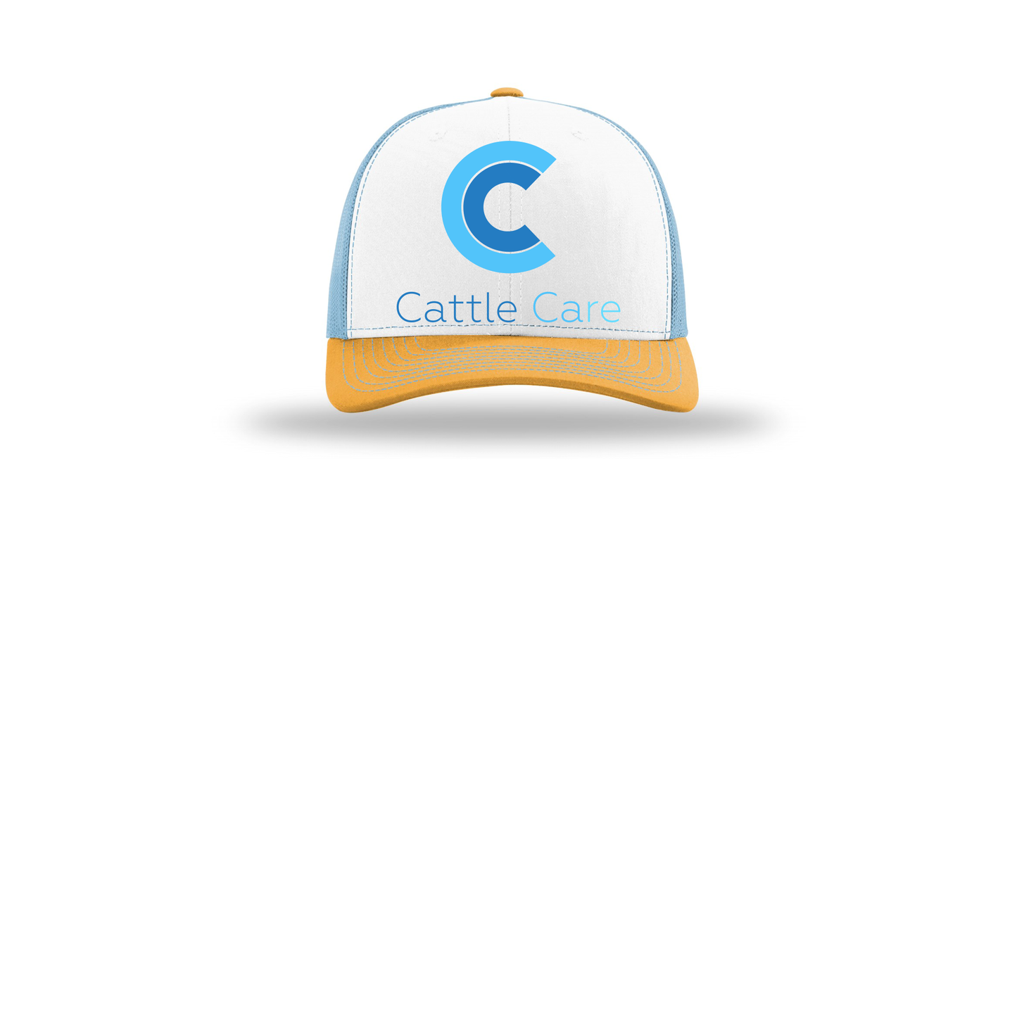 cattle-care-richardson-trucker-cap-embroidery-capfront-R112-whitecolumbiablueyellow-flat-front